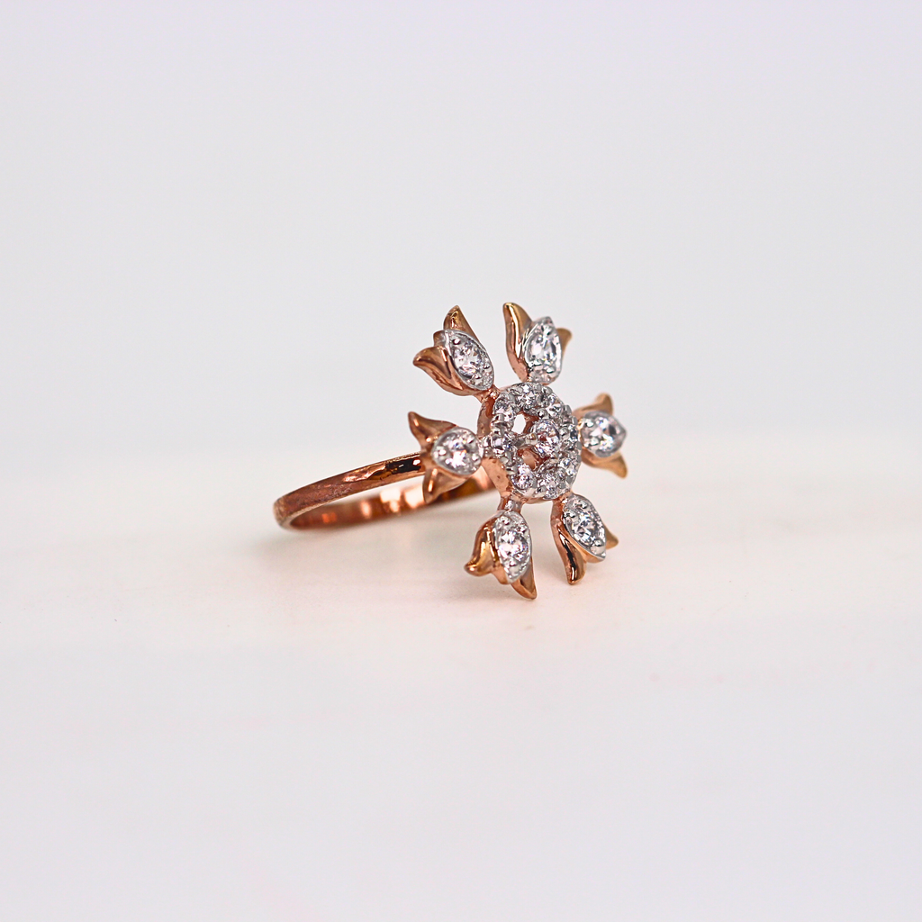 Diamond Floral Sunburst Cluster Ring