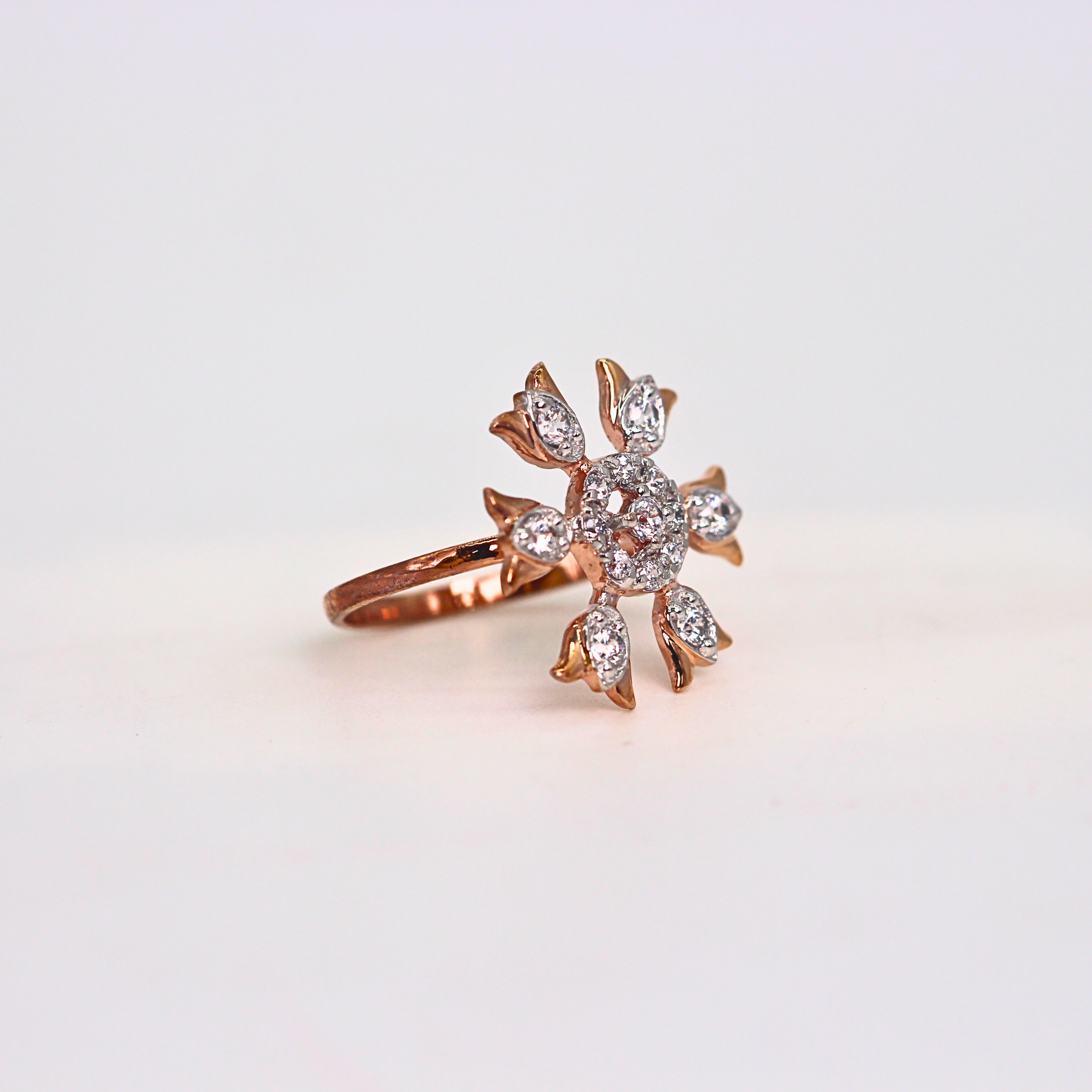 Diamond Floral Sunburst Cluster Ring