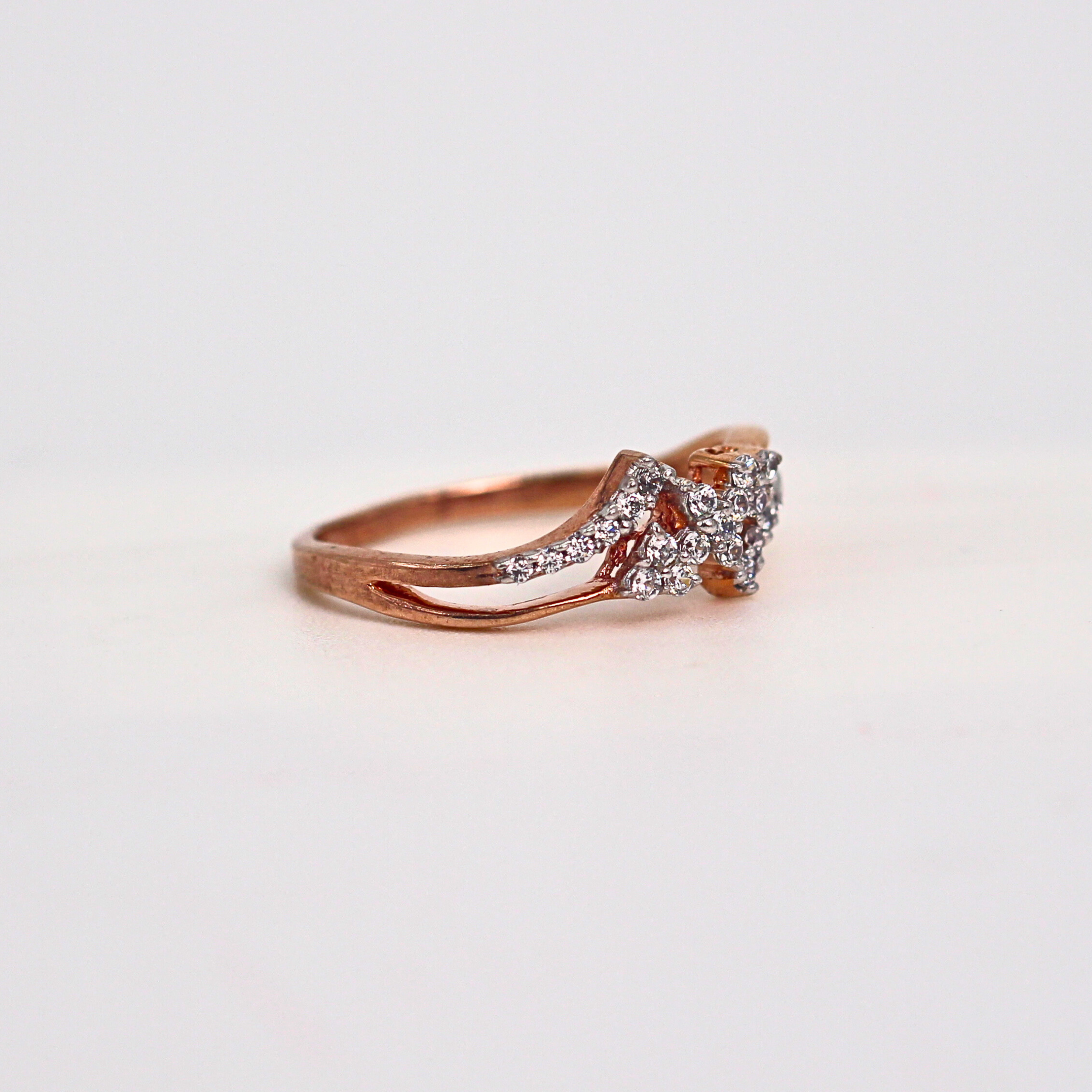 Diamond Bow Style Open Band Ring