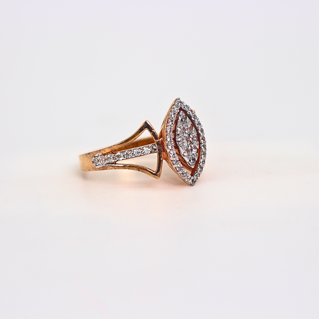 Diamond Marquise shaped Halo Open Band Ring