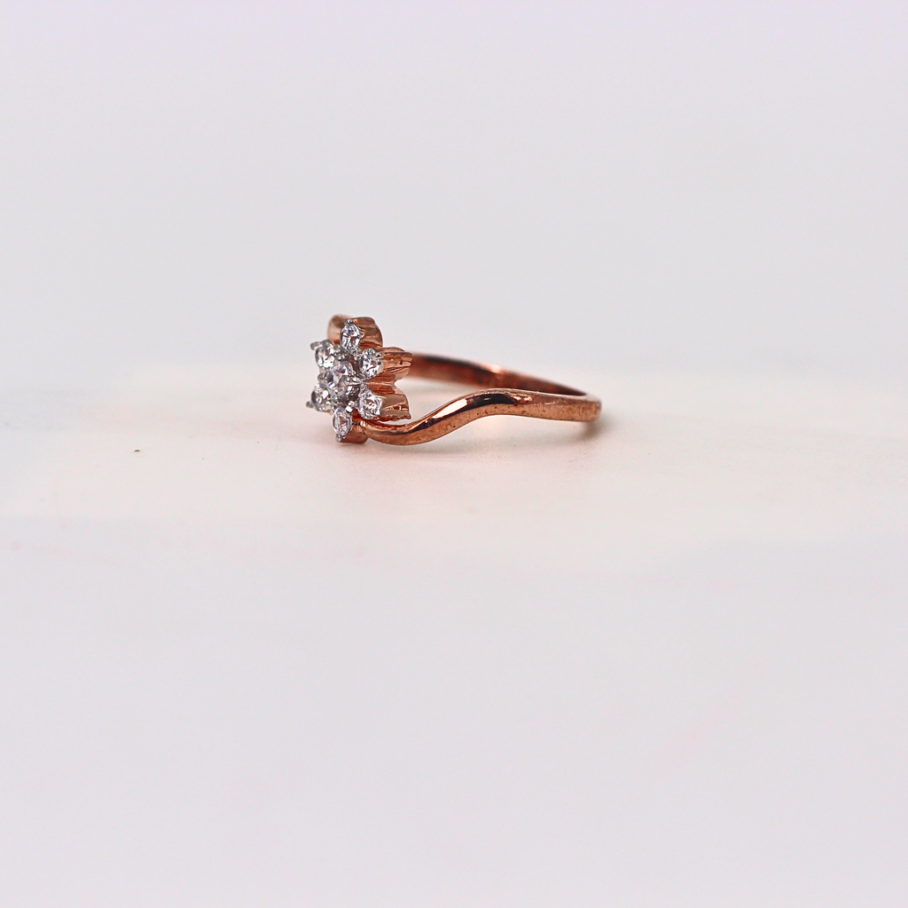 Diamond Floral Cluster Open Band Ring