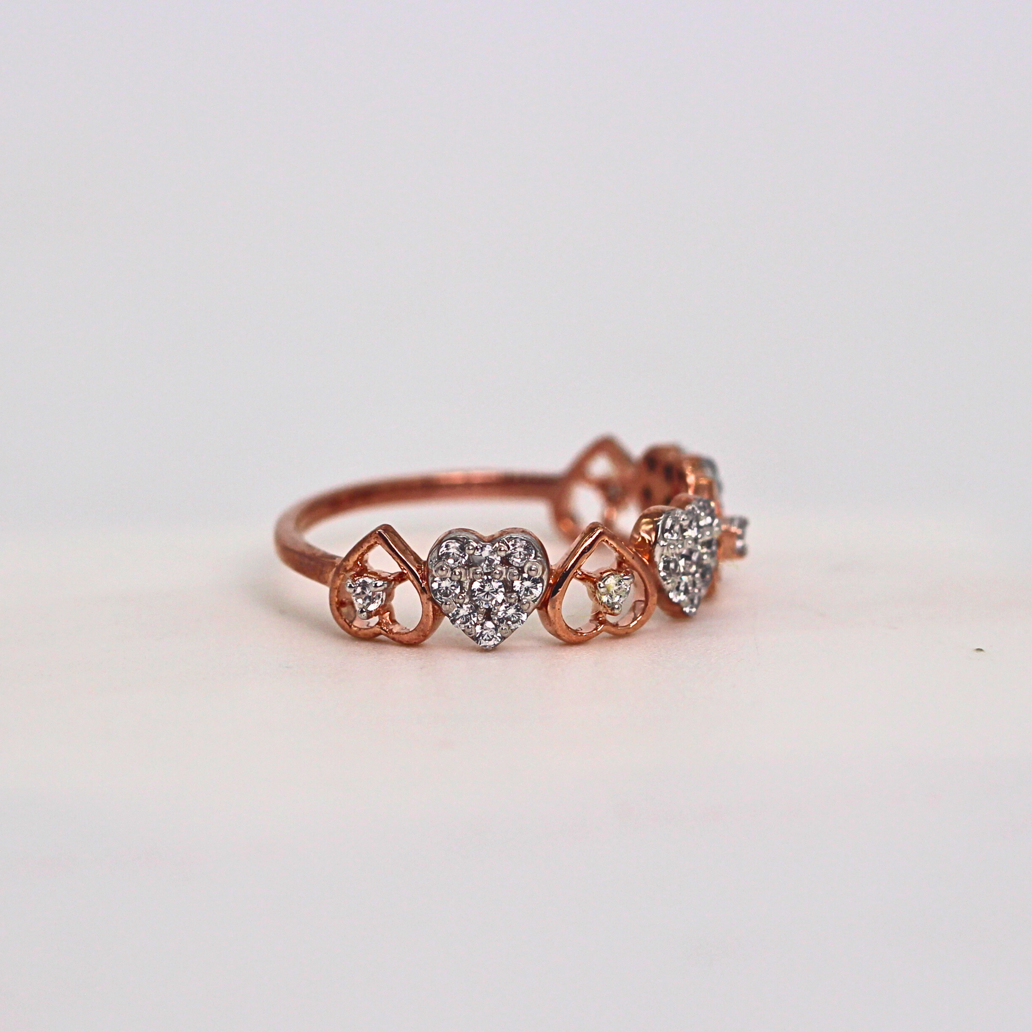 Diamond Heart Motif Open Band Ring
