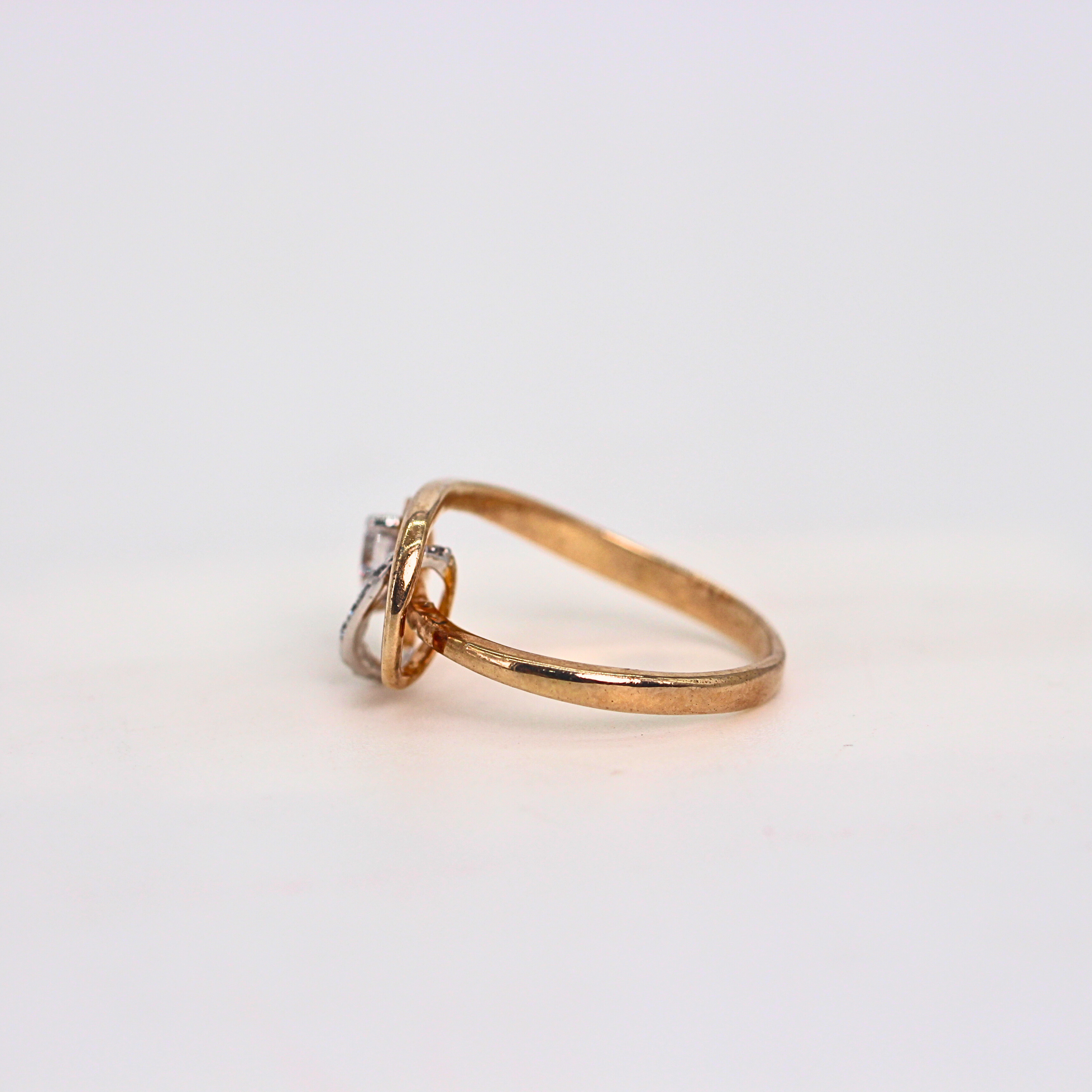 Diamond Heart Motif Open Wrap Ring