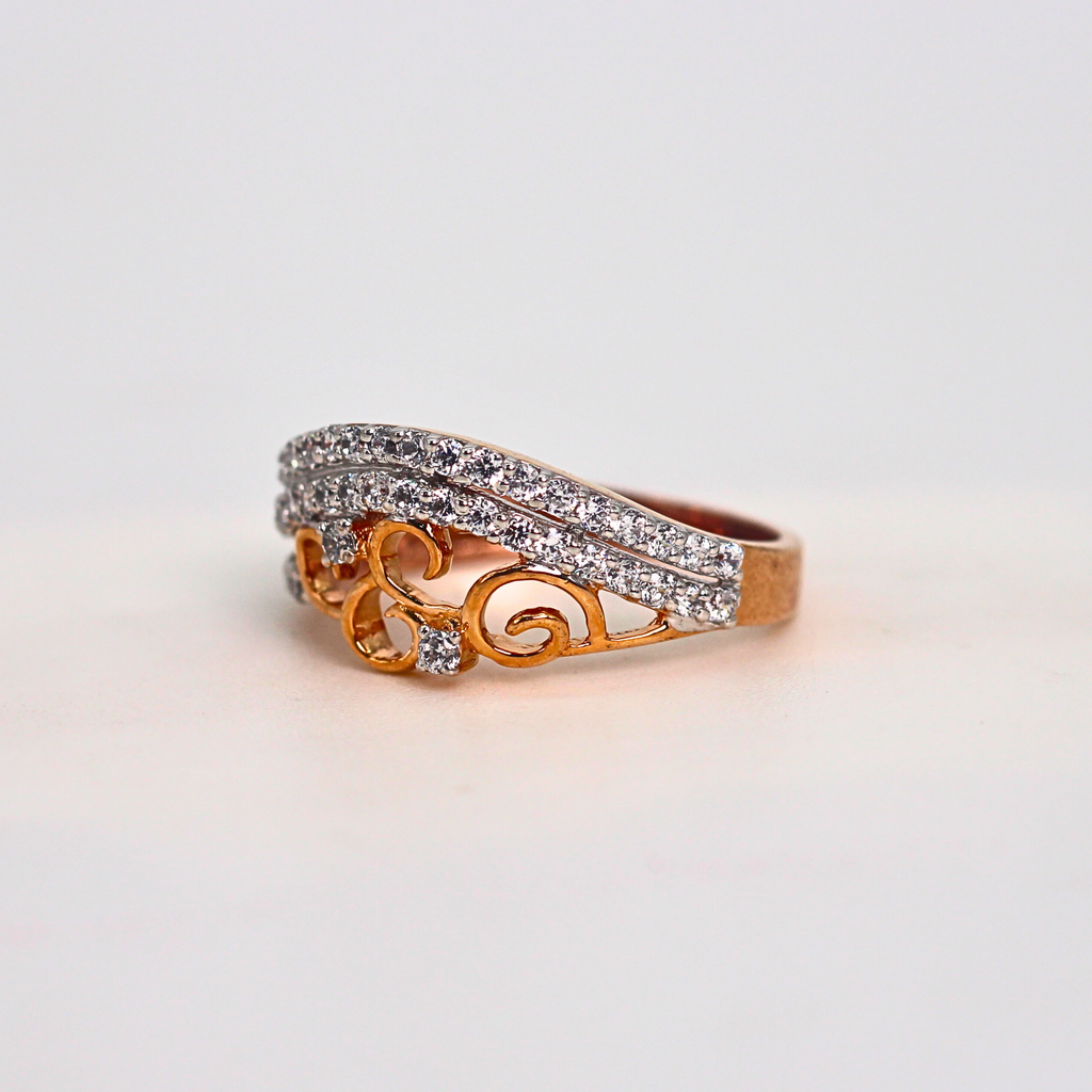 Diamond Scroll Multi Row Band Ring