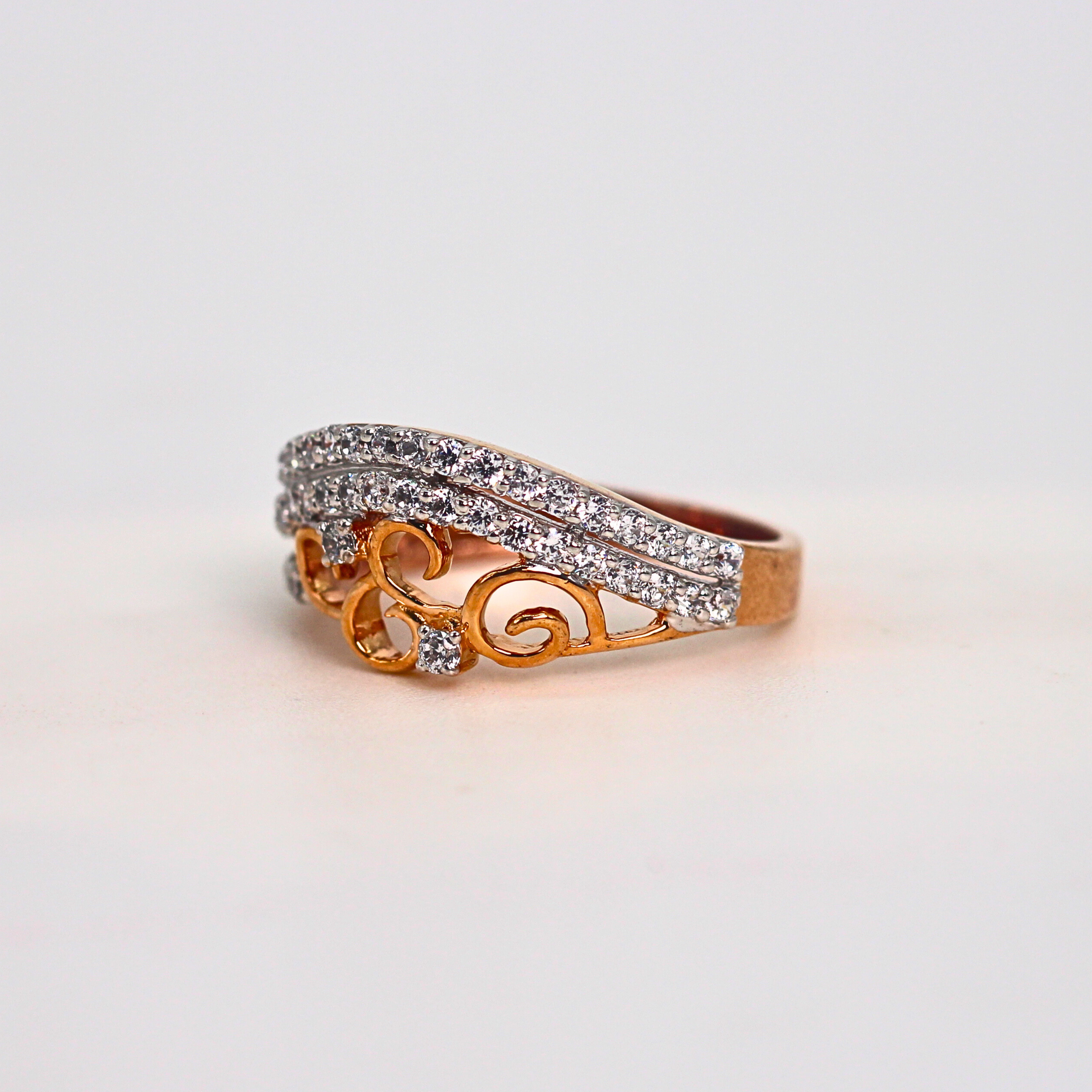 Diamond Scroll Multi Row Band Ring