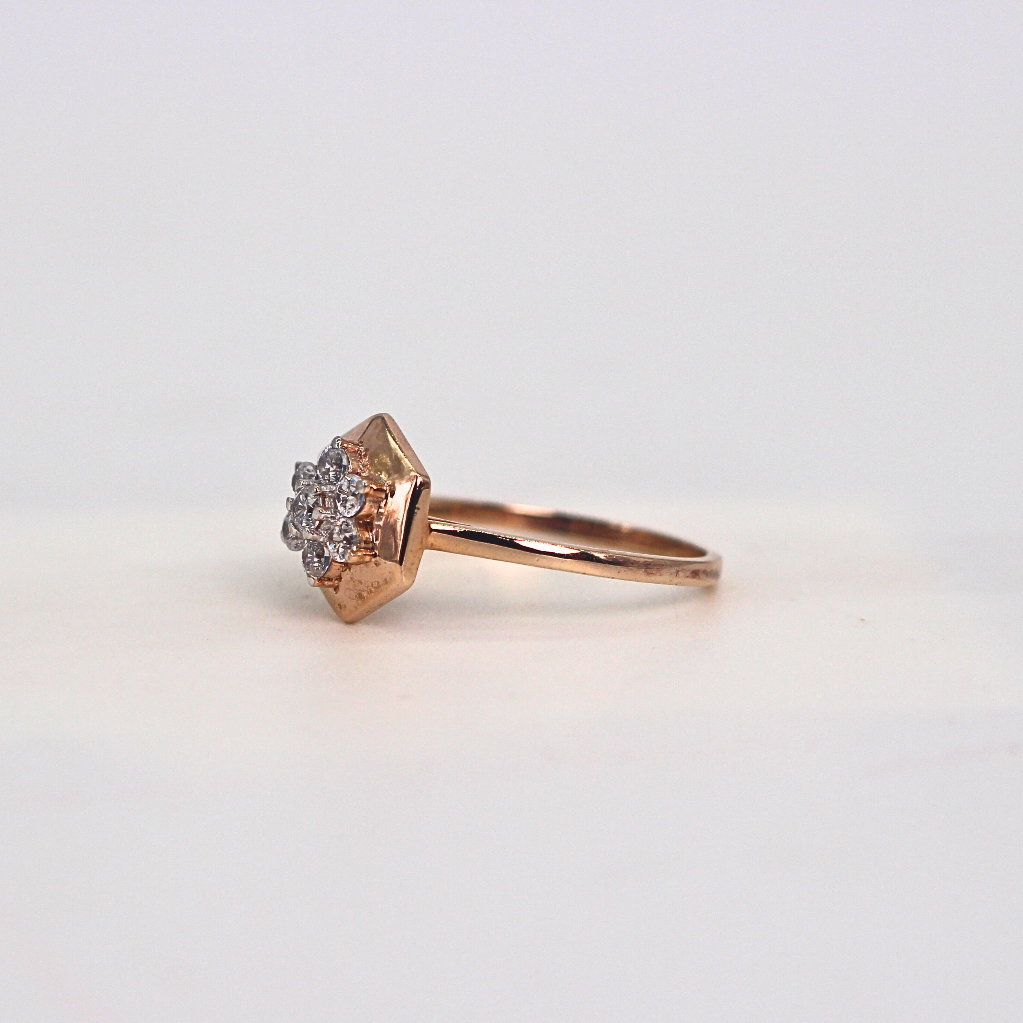 Diamond Hexagon Cluster Band Ring