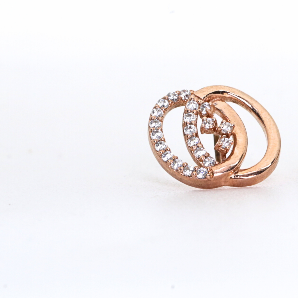 Double Circle Shape Gold Stud Earrings