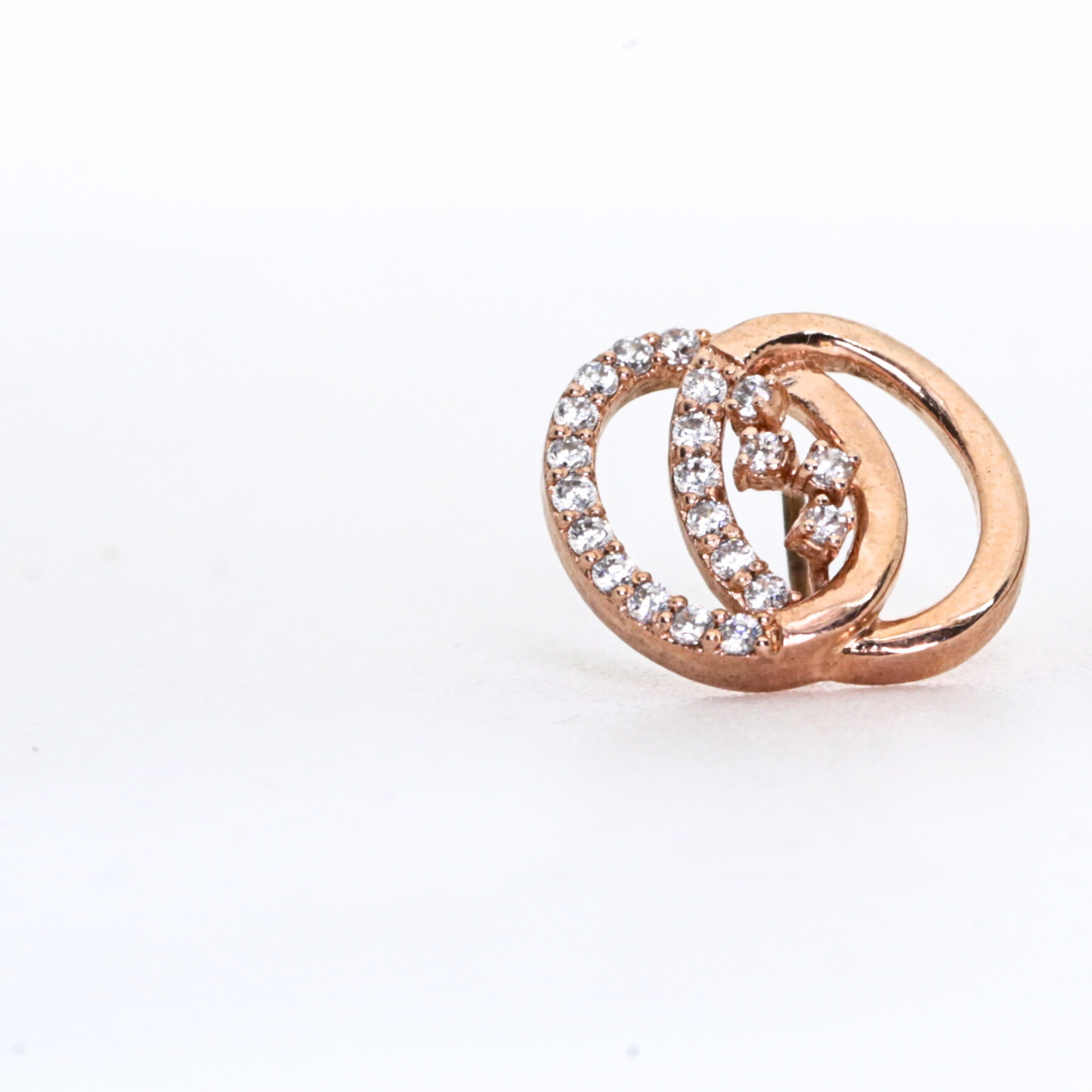 Double Circle Shape Gold Stud Earrings