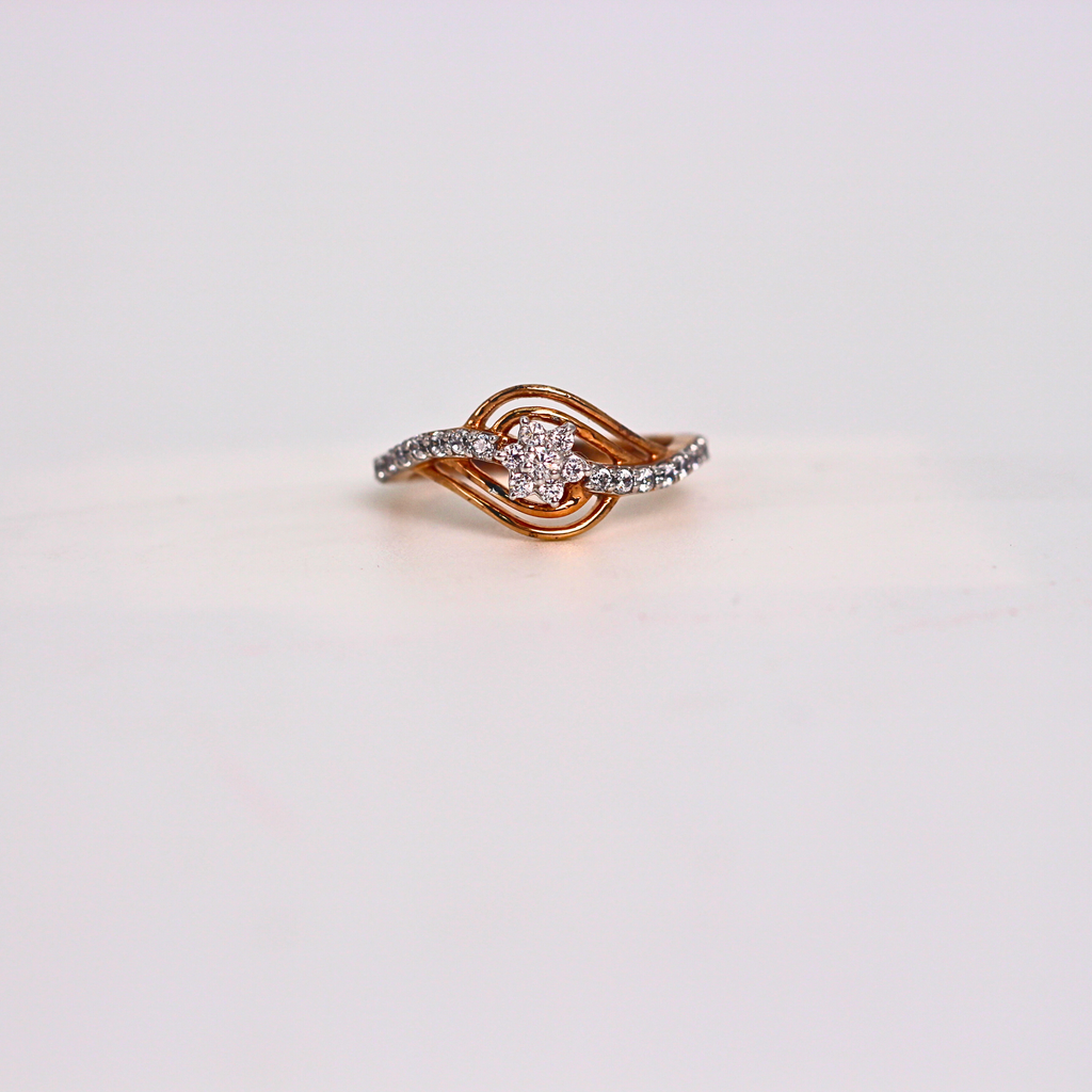 Diamond Star Center Wave Band Ring