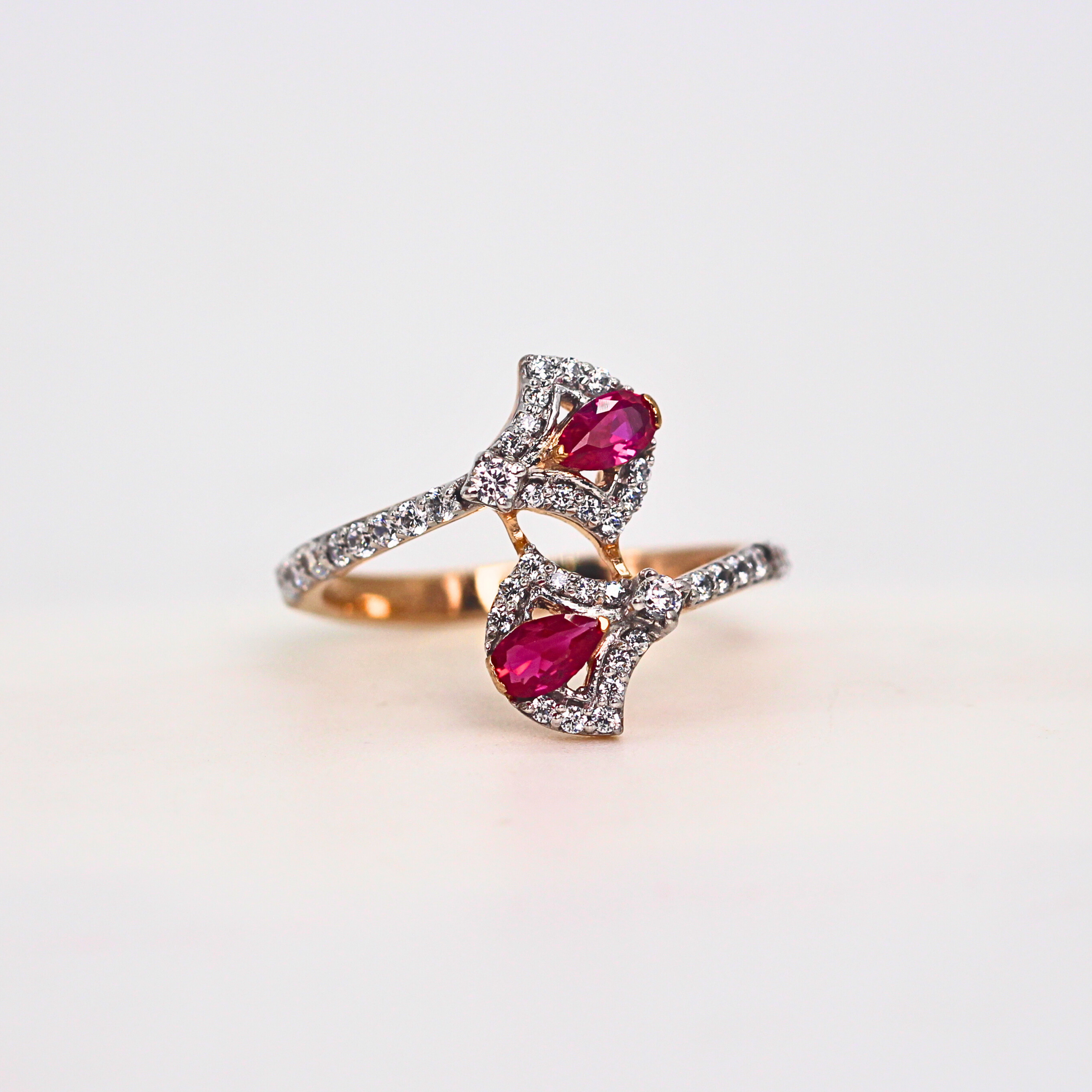 Ruby Diamond Open Style Band Ring