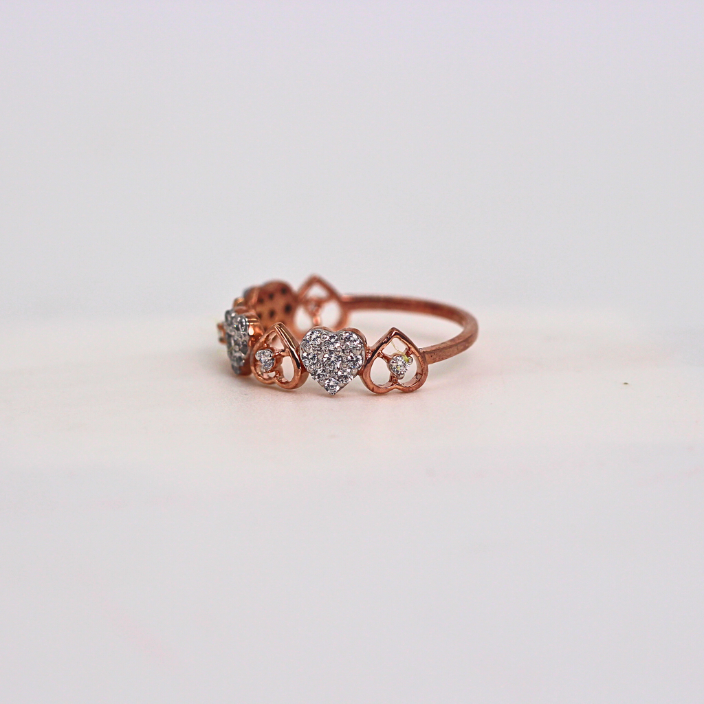Diamond Heart Motif Open Band Ring