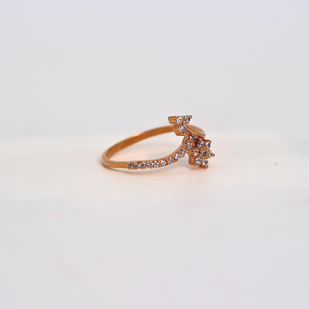 Diamond Star Curve Open Band Ring