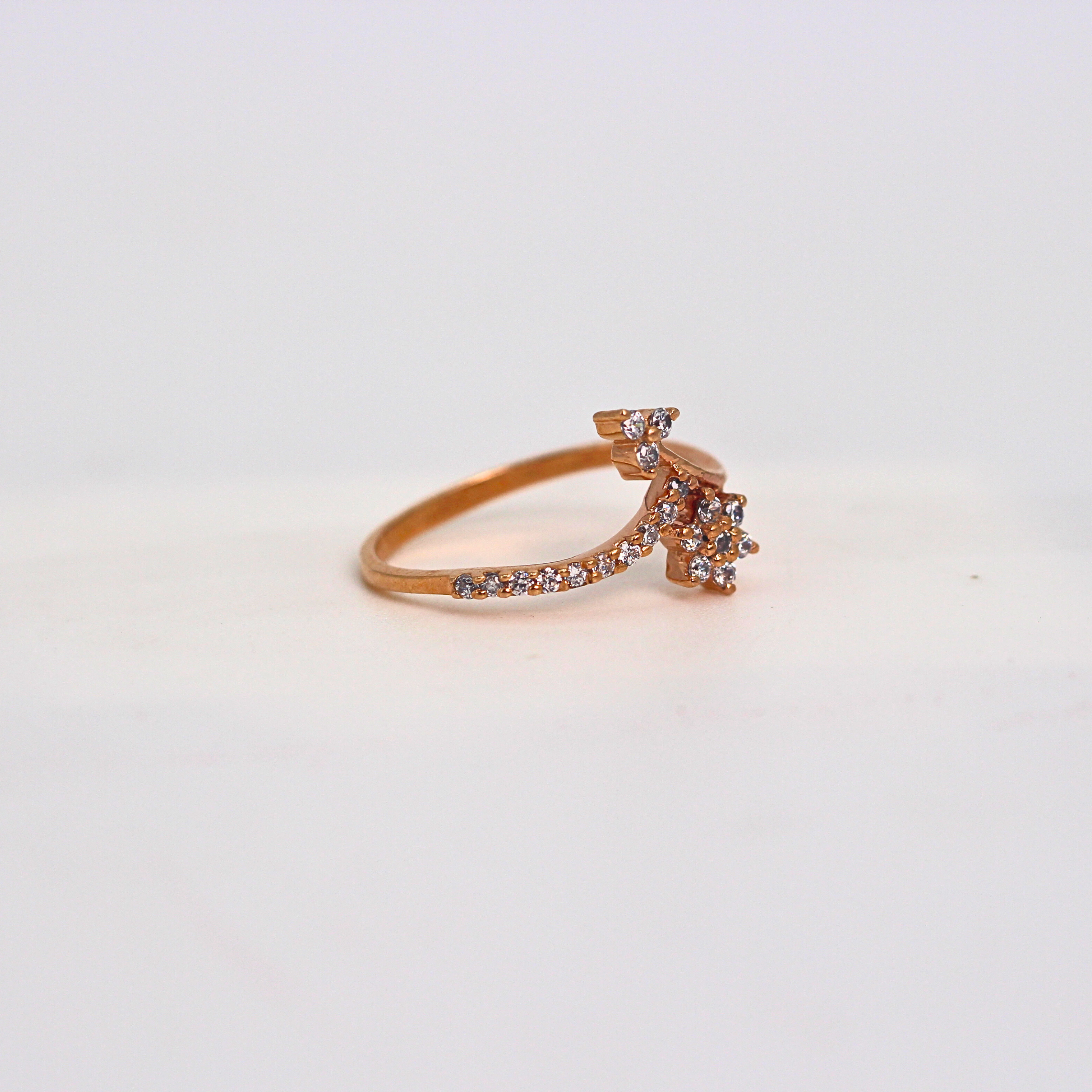 Diamond Star Curve Open Band Ring