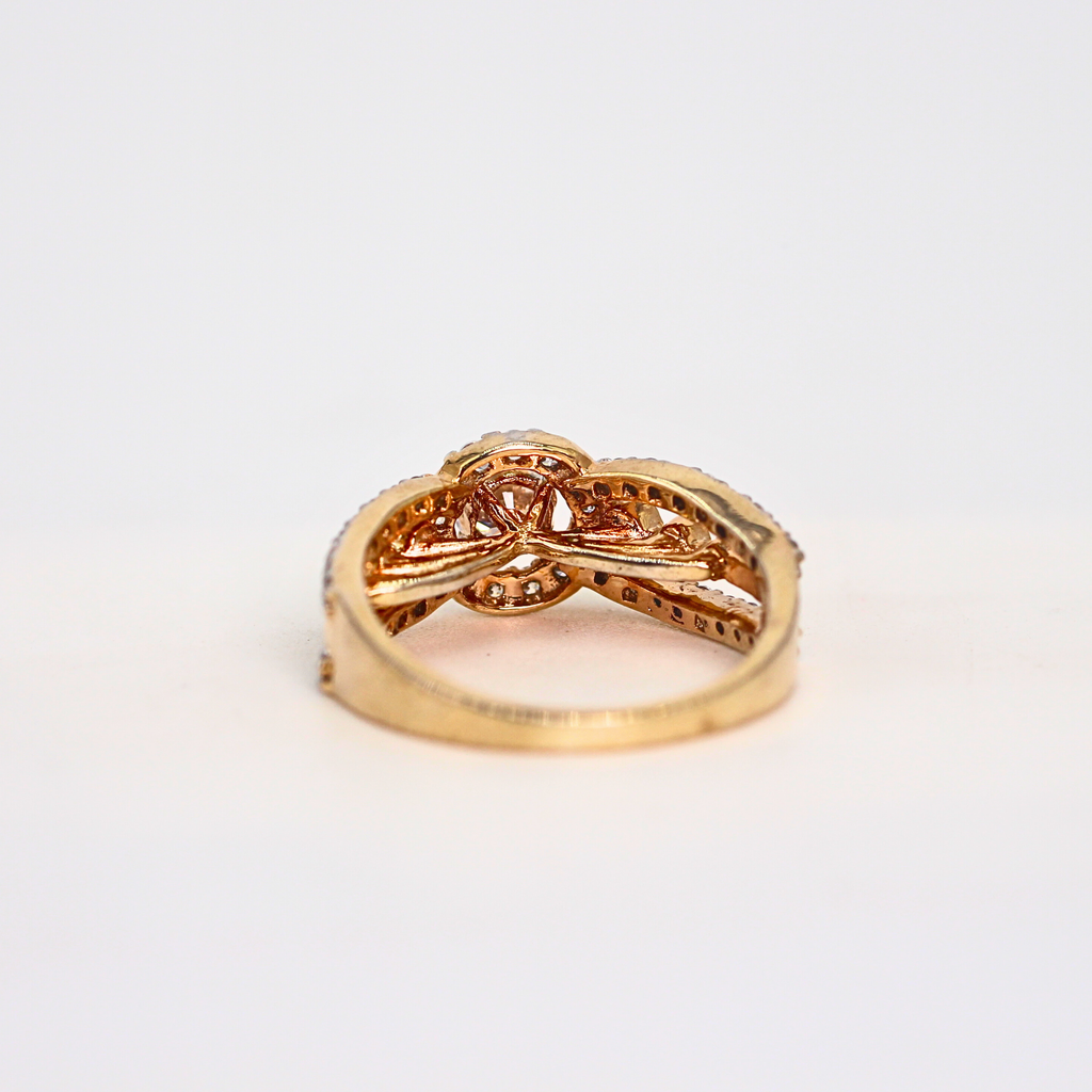 Diamond Halo Center Ring with Double Row Band