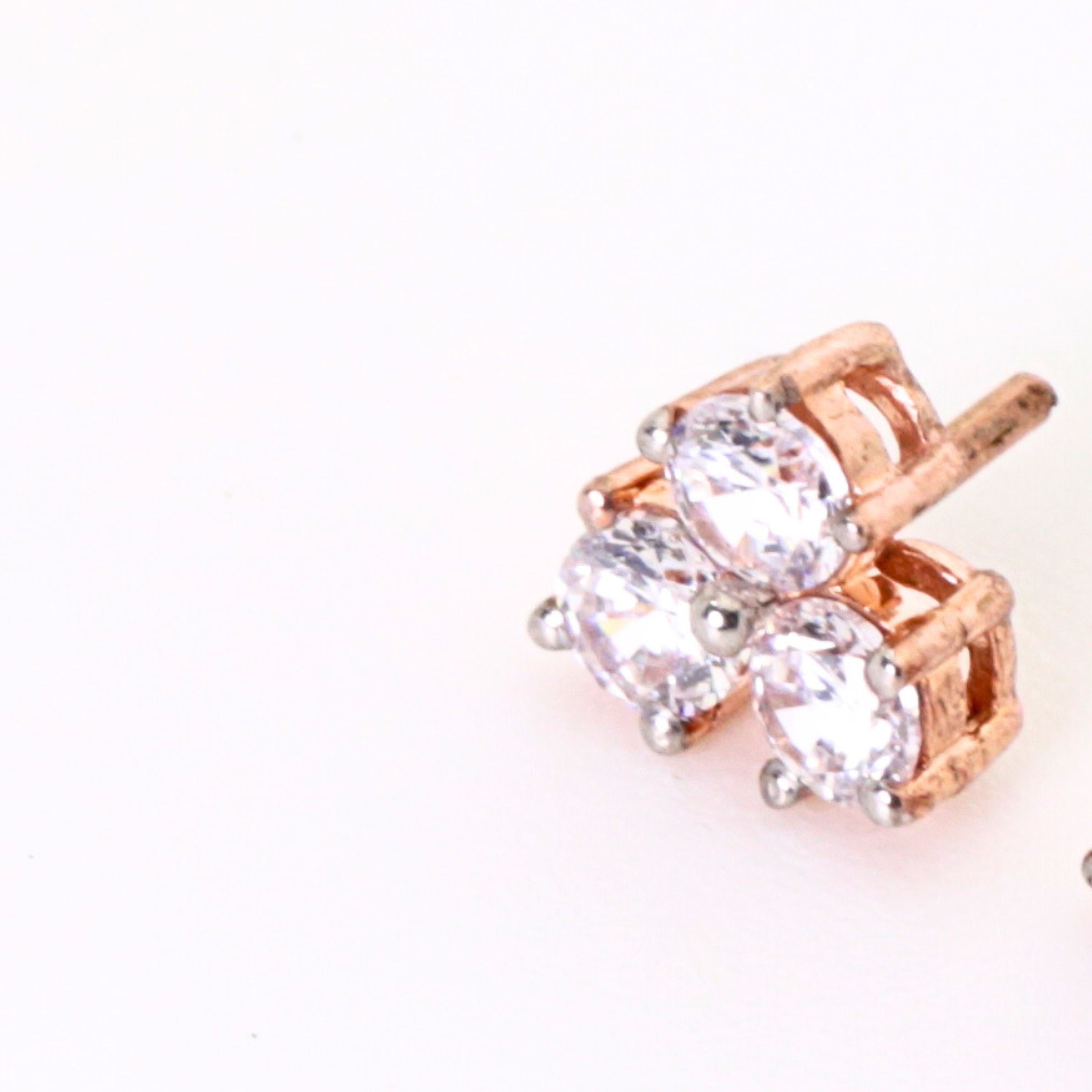 Triangle Shape Gold Stud Earrings With Round Diamond