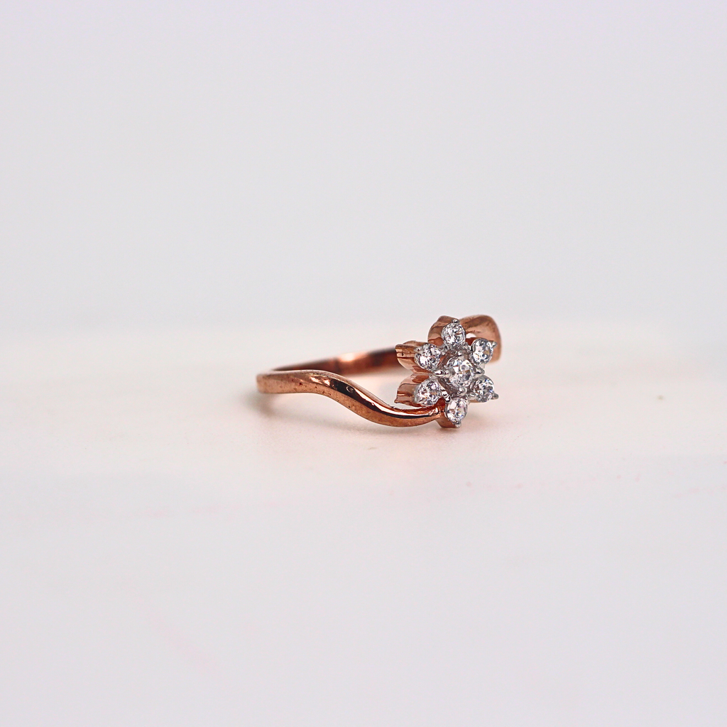 Diamond Floral Cluster Open Band Ring