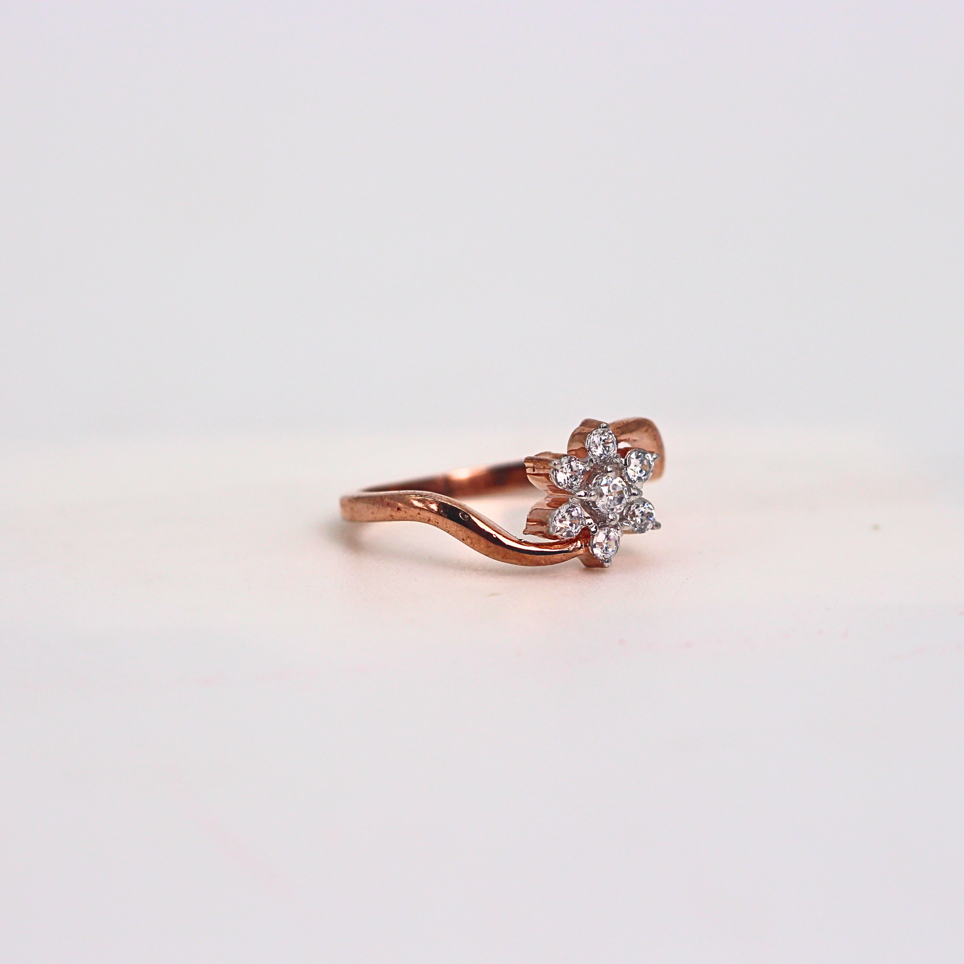 Diamond Floral Cluster Open Band Ring