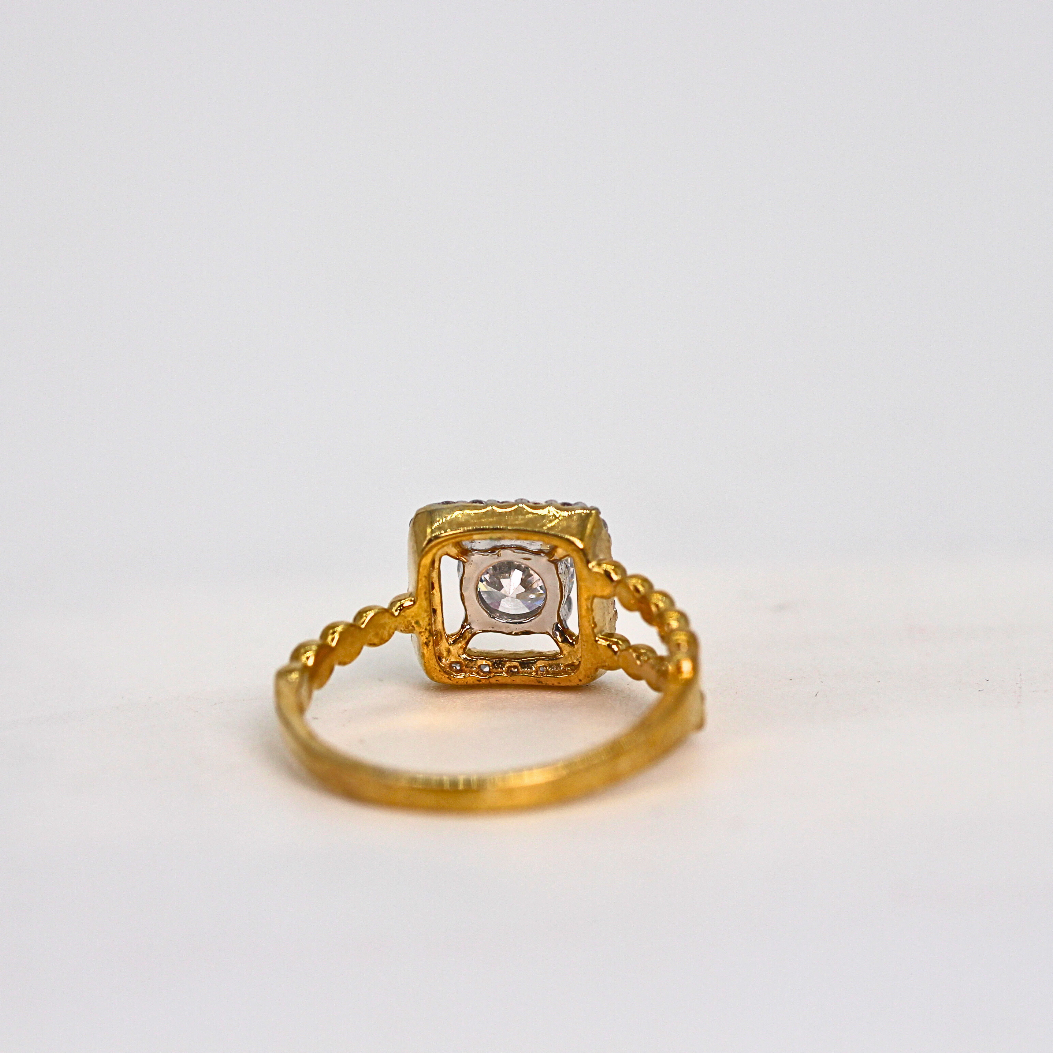 Diamond Halo Centre Beaded Band Ring