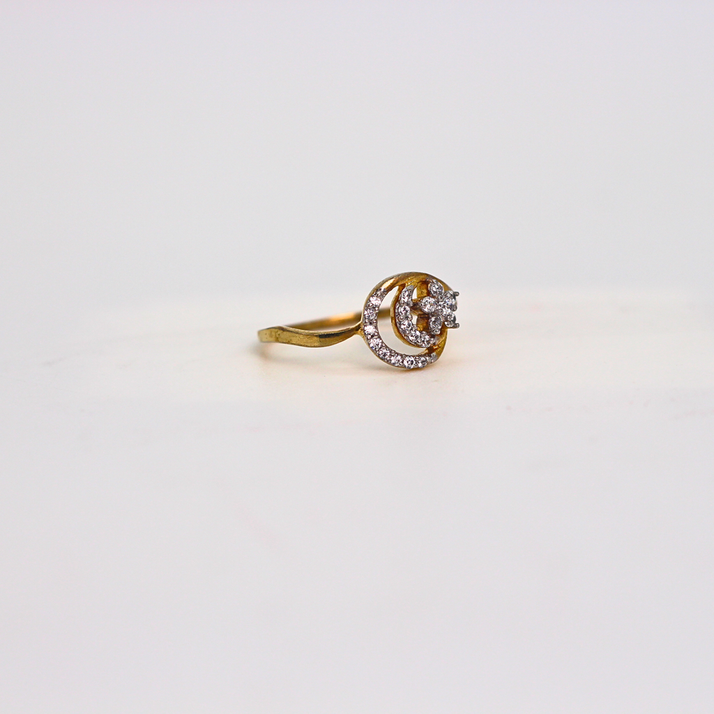 Diamond Crescent Star Band Ring