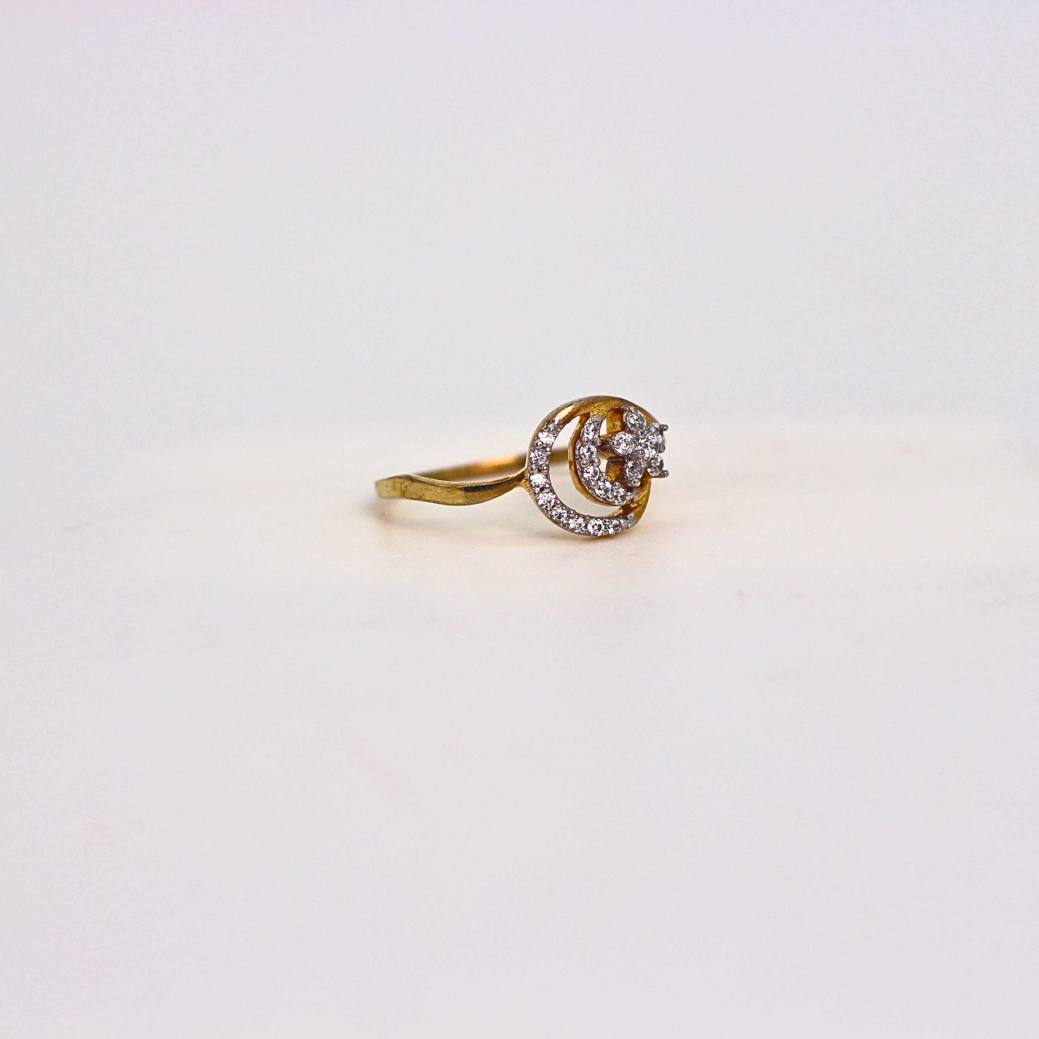 Diamond Crescent Star Band Ring