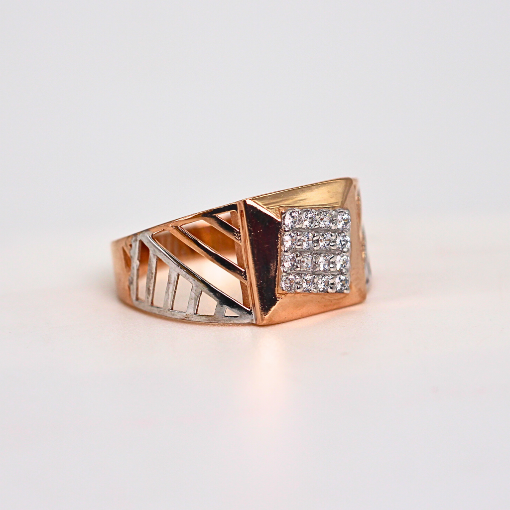 Diamond Square Grid Wide Band Ring