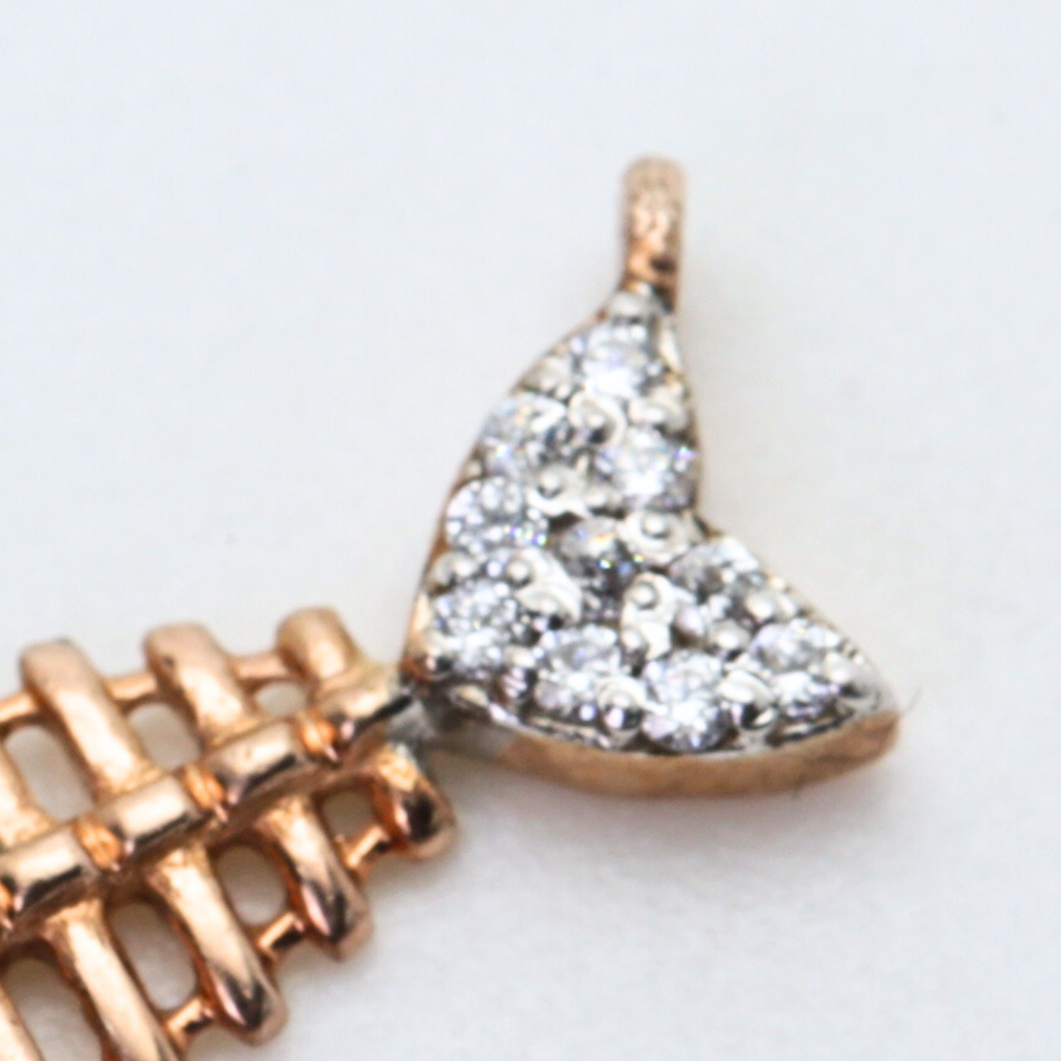 Fish Bone Shape Gold Pendant with Stone Studded Detailing