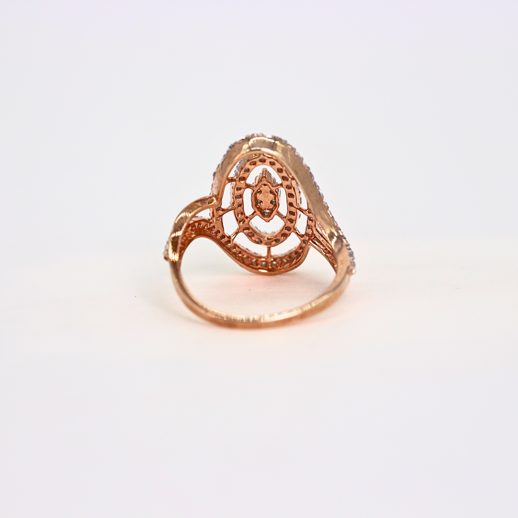 Diamond Oval Layered Open Band Ring