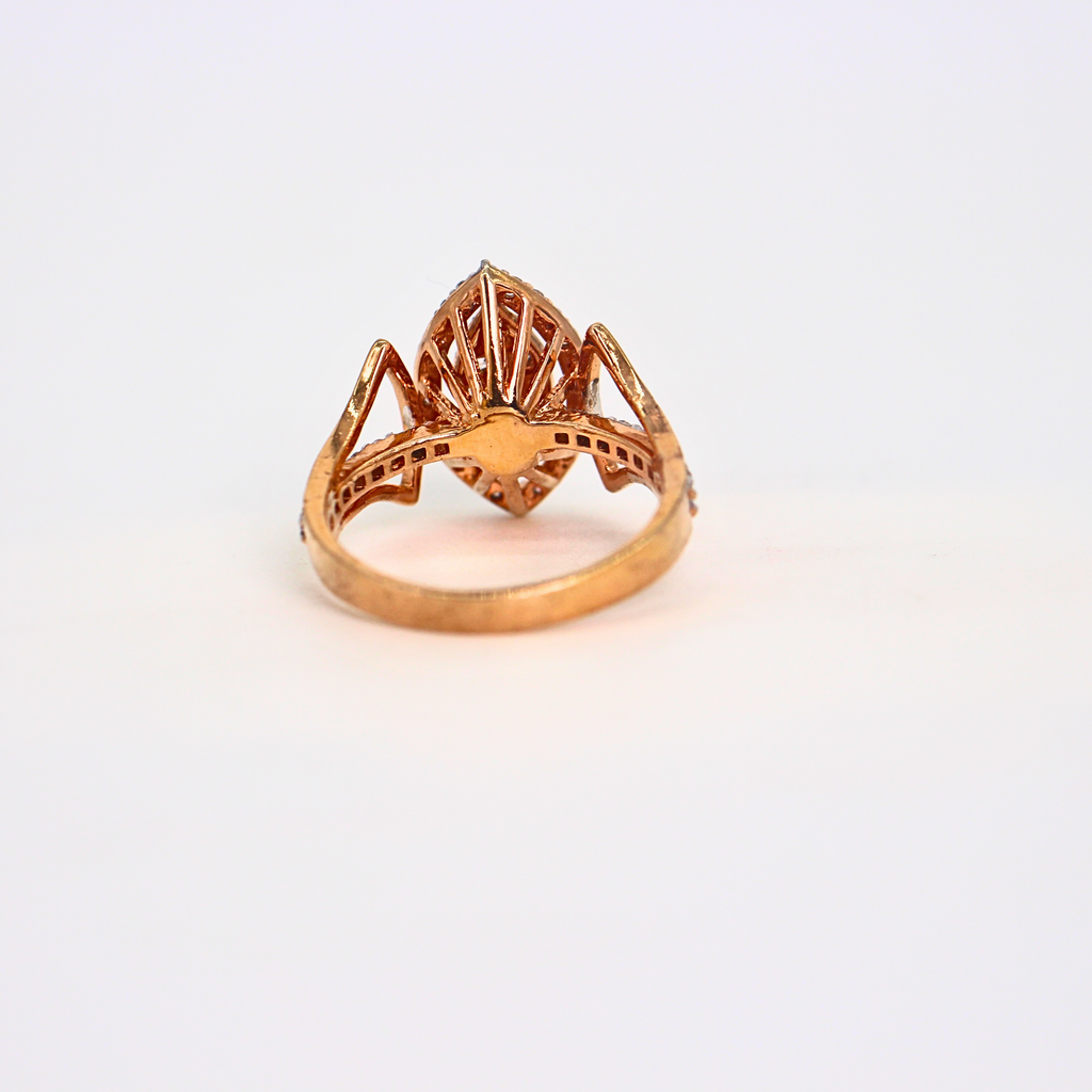 Diamond Marquise shaped Halo Open Band Ring