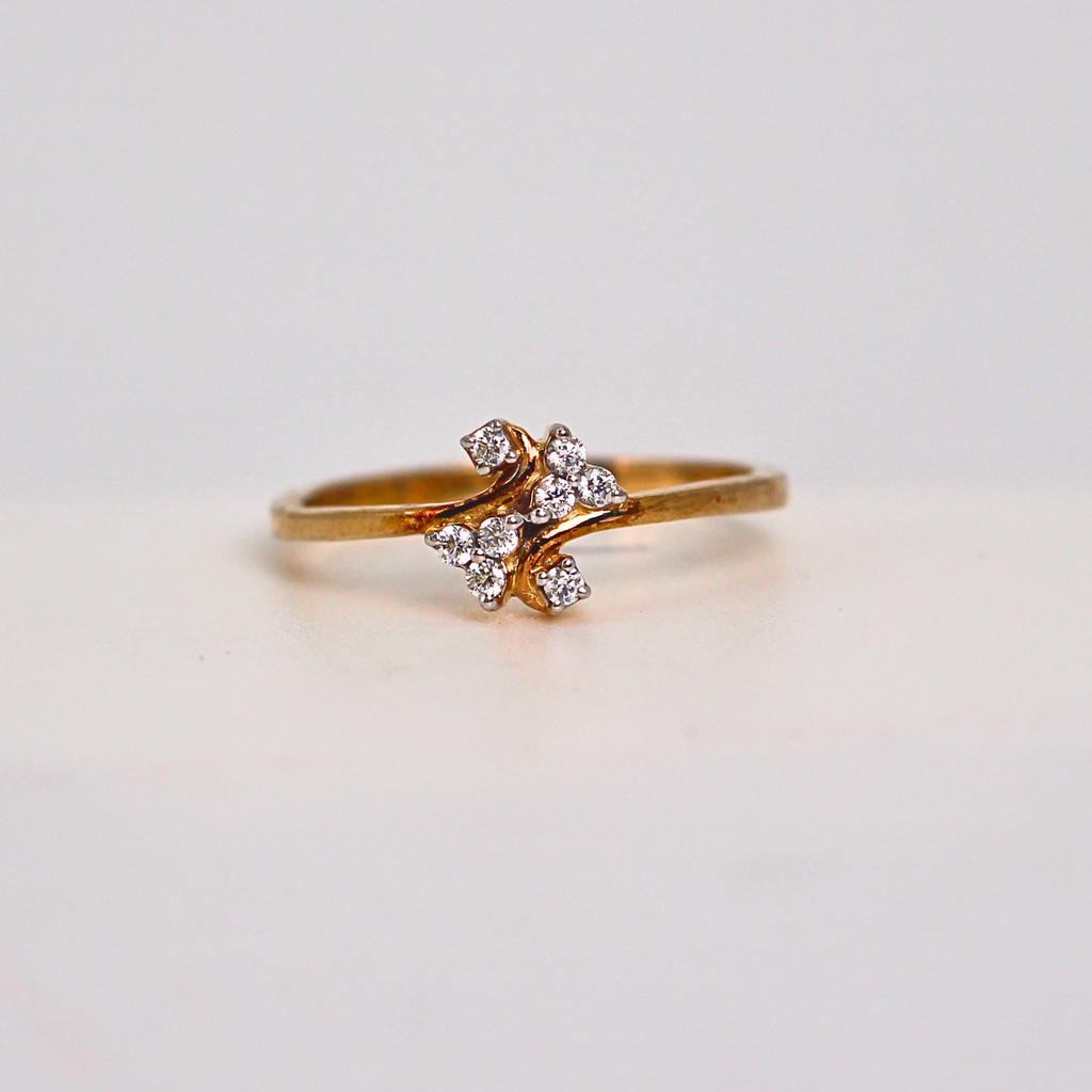 Diamond Floral Twist Band Ring