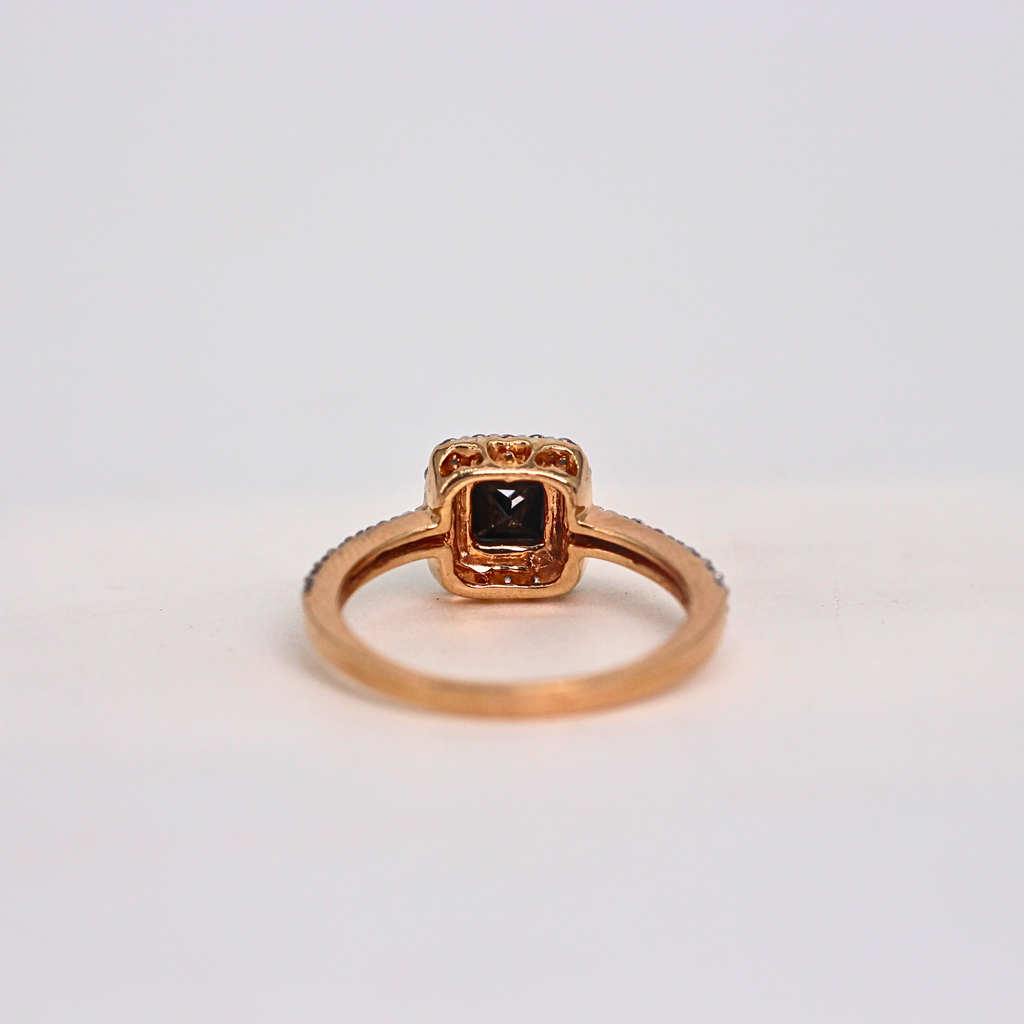 Black Stone Halo Diamond Slim Band Ring