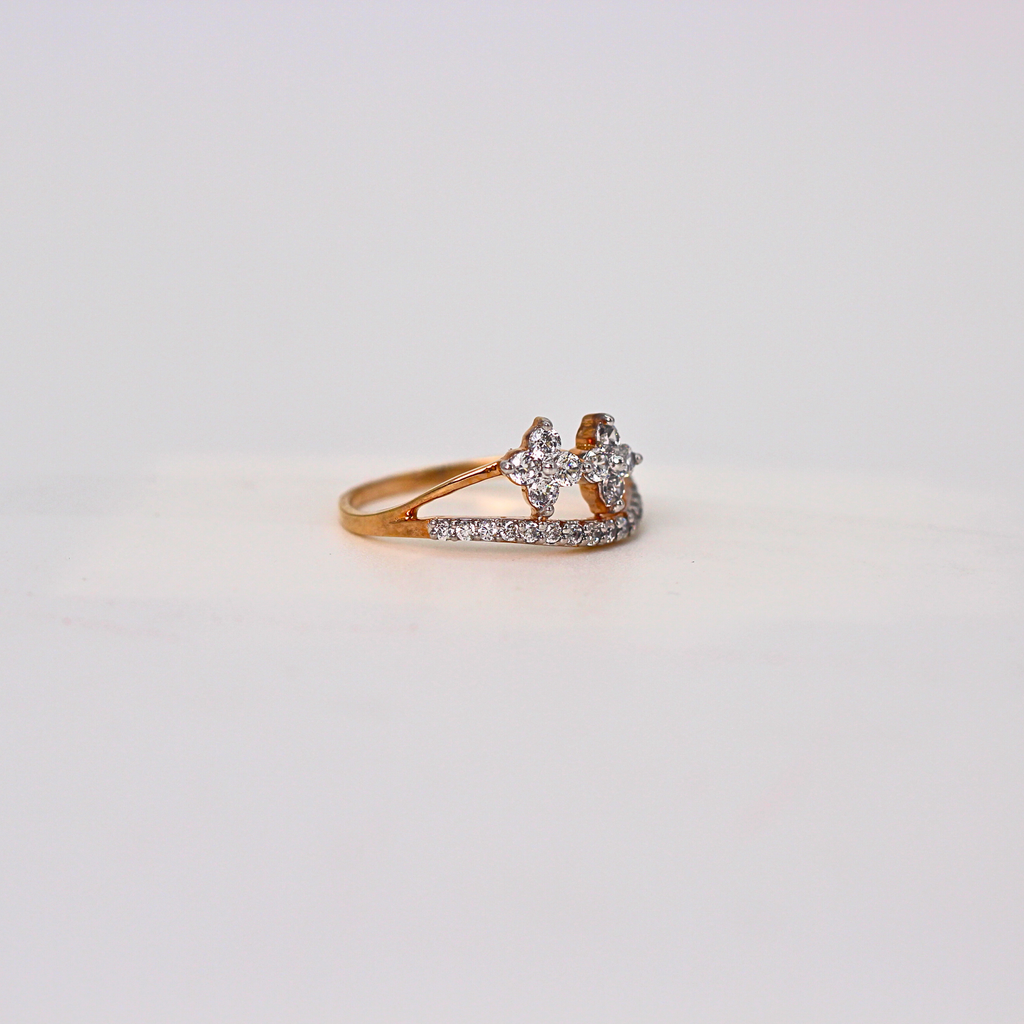 Diamond Floral Cluster Open Band Ring
