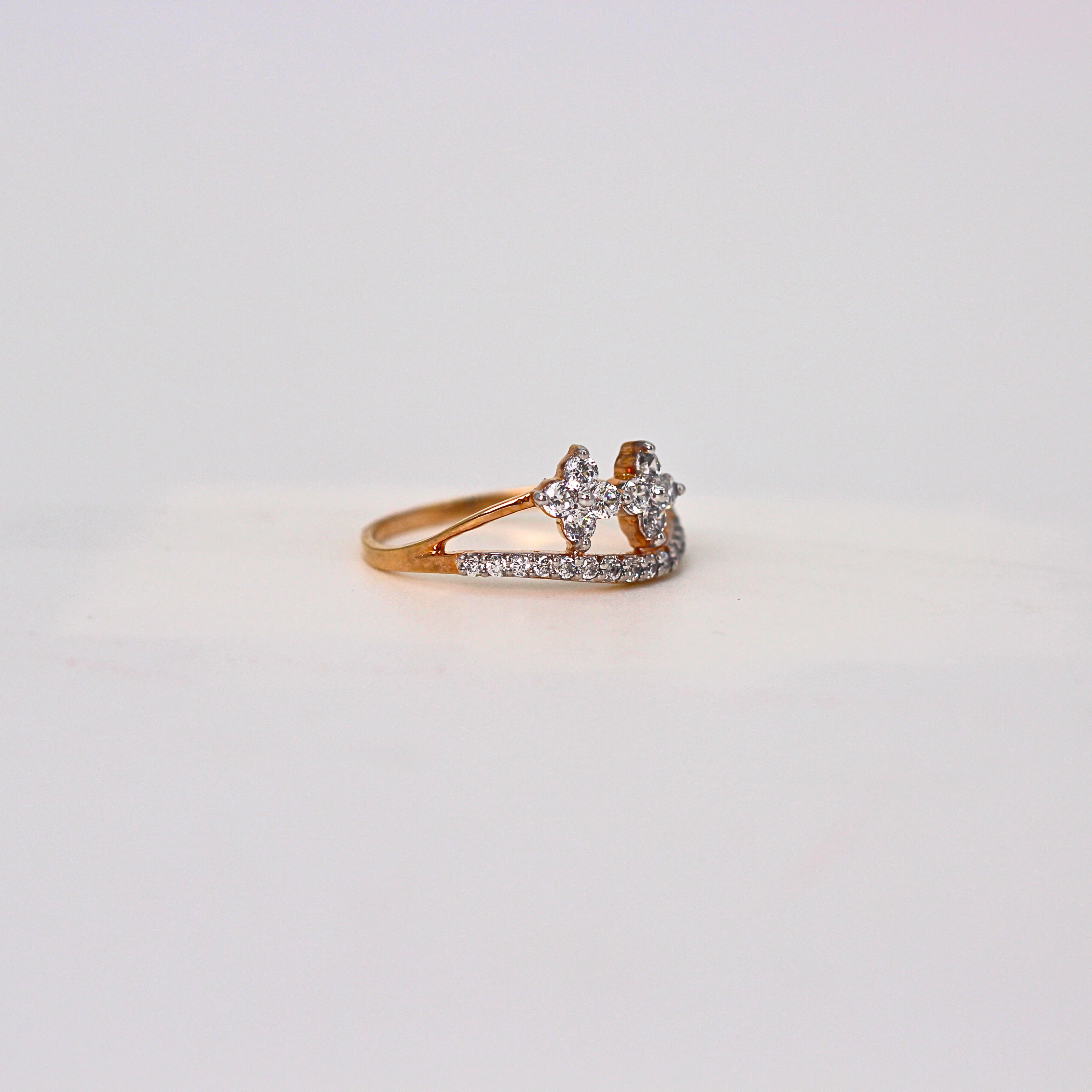 Diamond Floral Cluster Open Band Ring