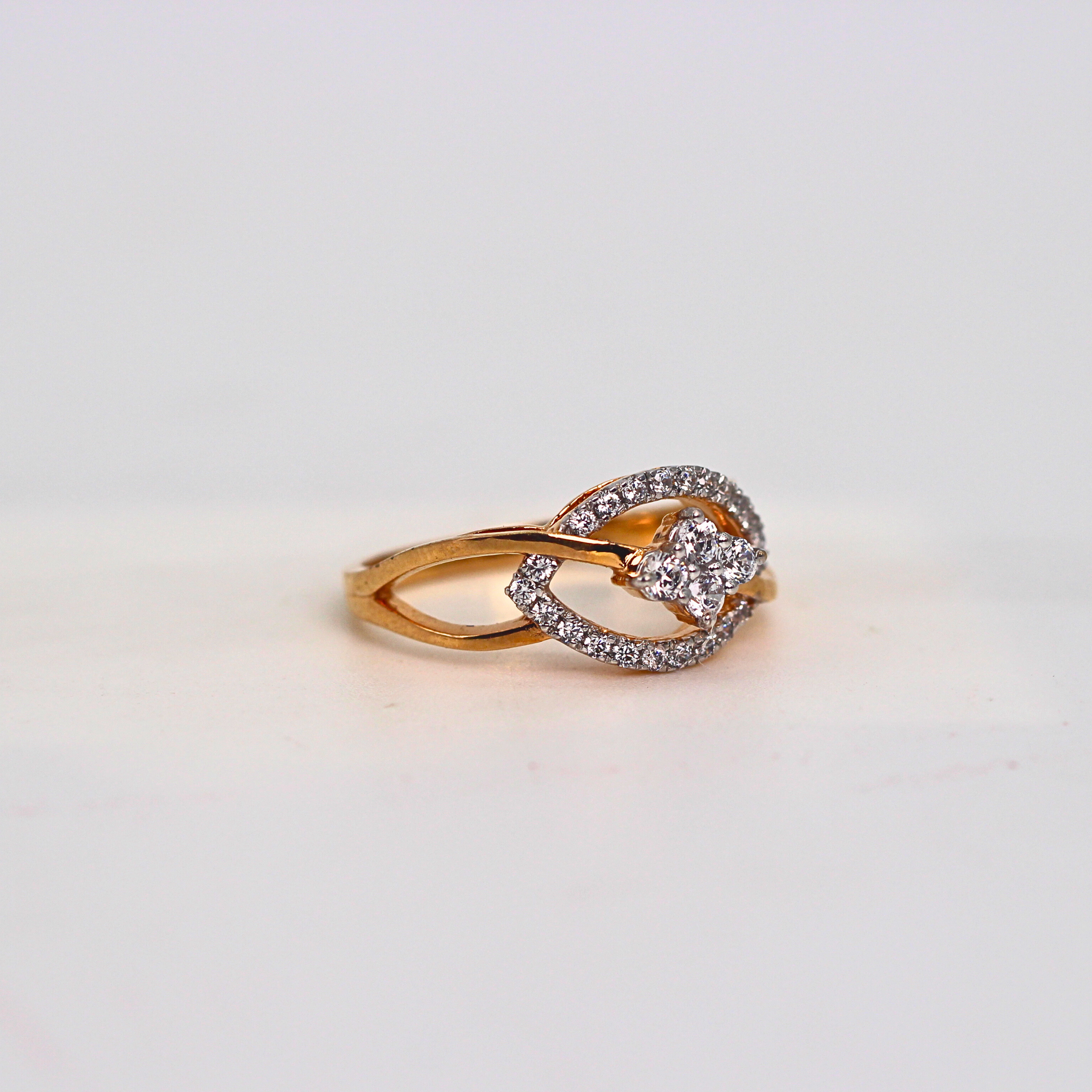 Diamond Oval Halo Open Band Ring