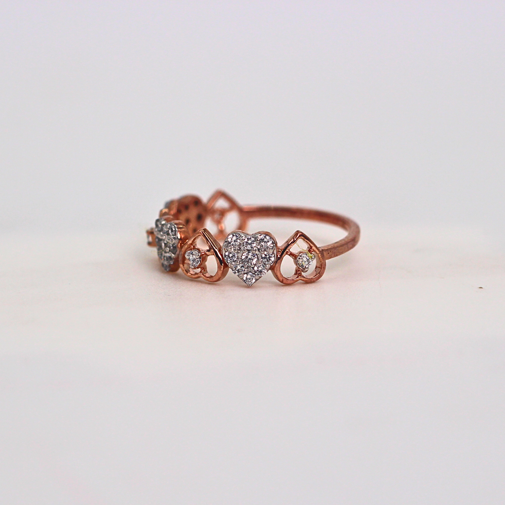 Diamond Heart Motif Open Band Ring