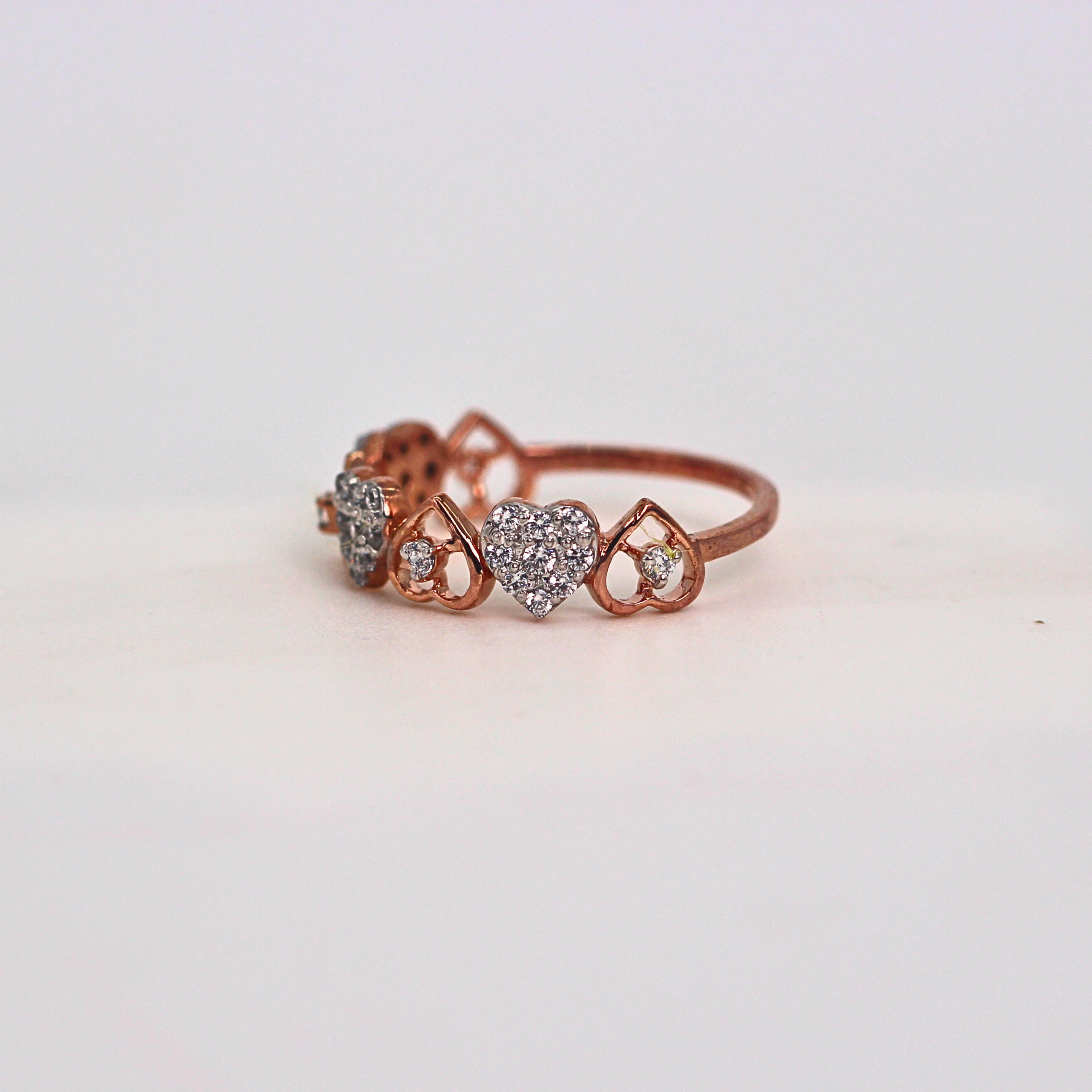 Diamond Heart Motif Open Band Ring