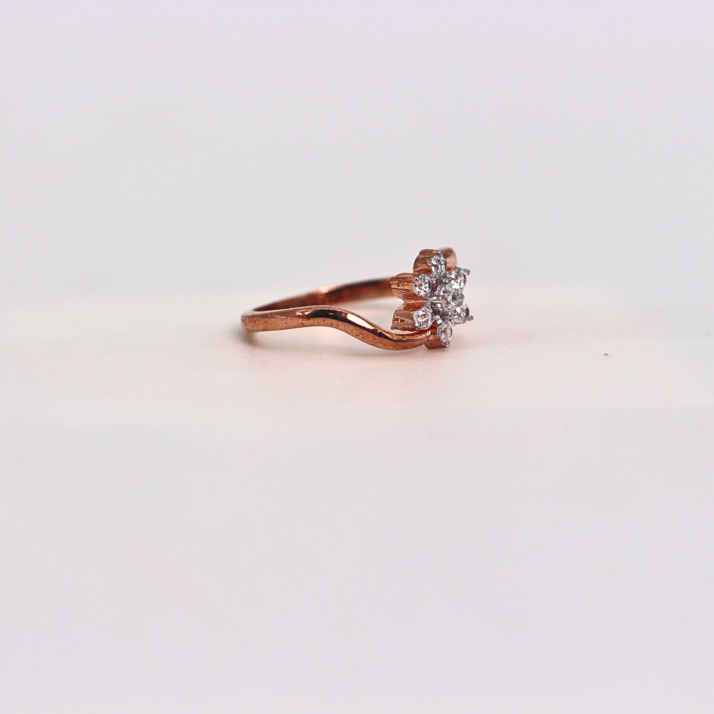 Diamond Floral Cluster Open Band Ring