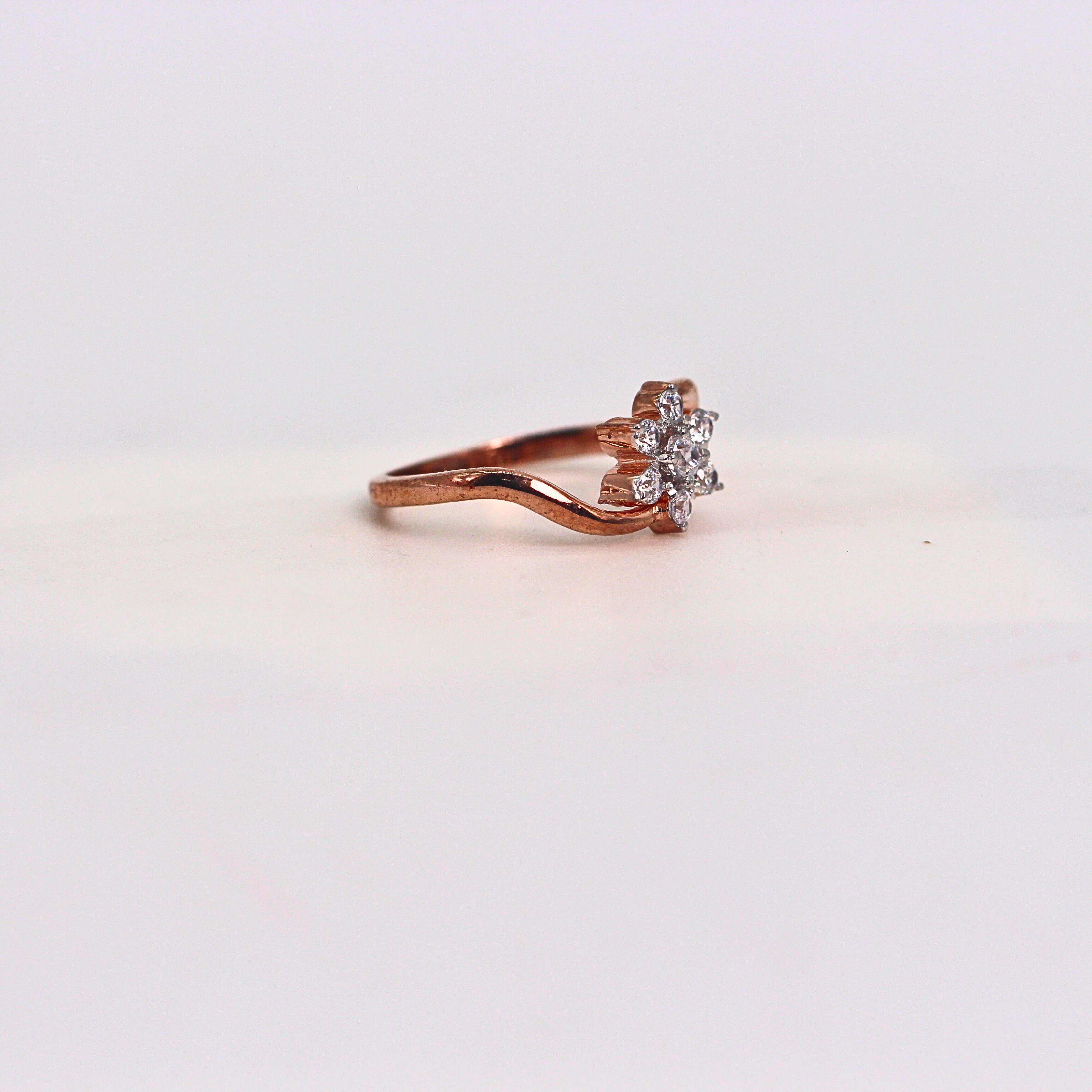 Diamond Floral Cluster Open Band Ring