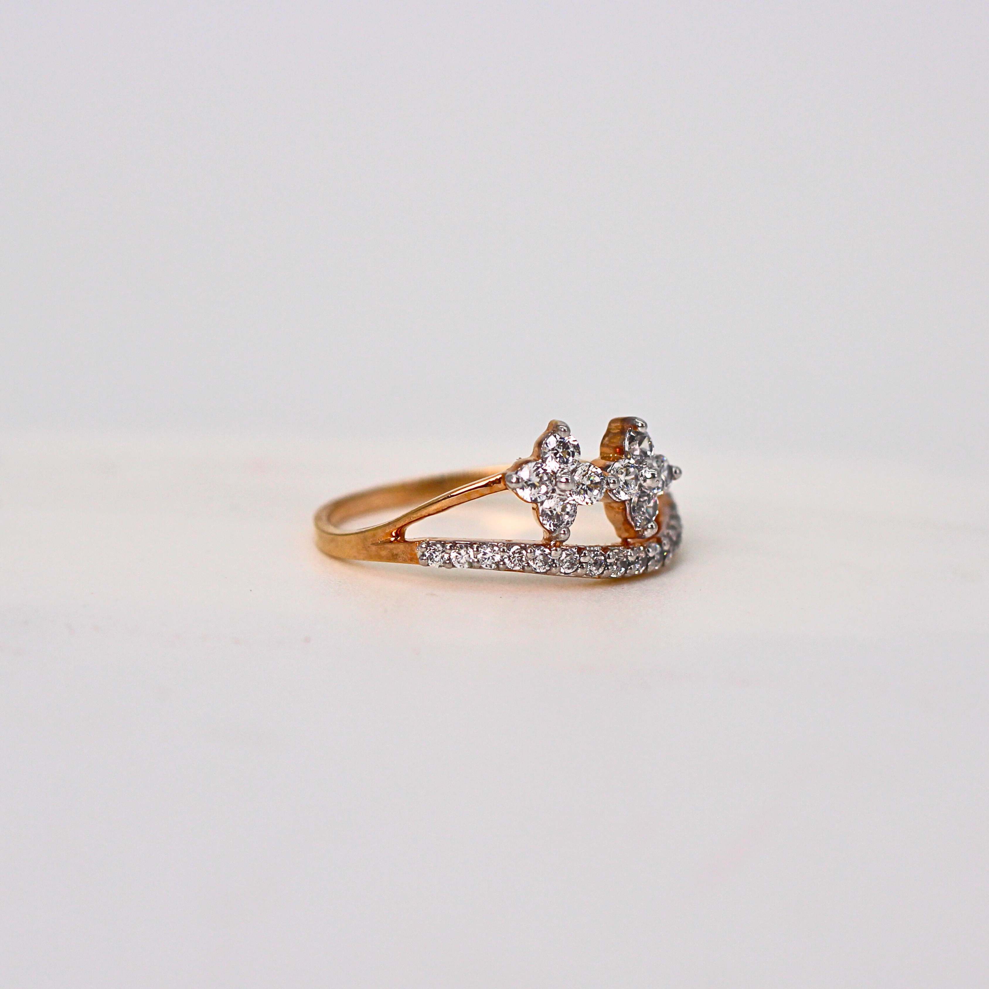 Diamond Floral Cluster Open Band Ring