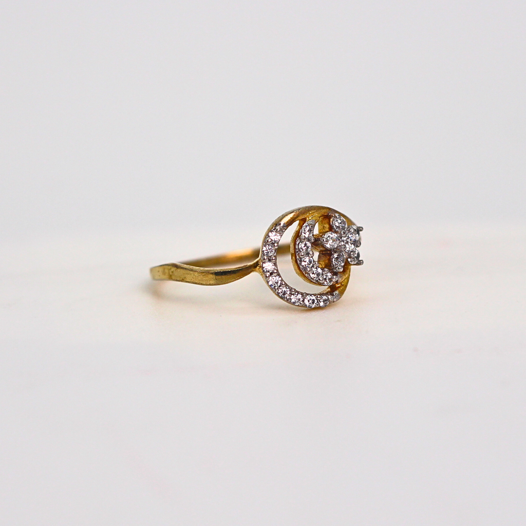 Diamond Crescent Star Band Ring