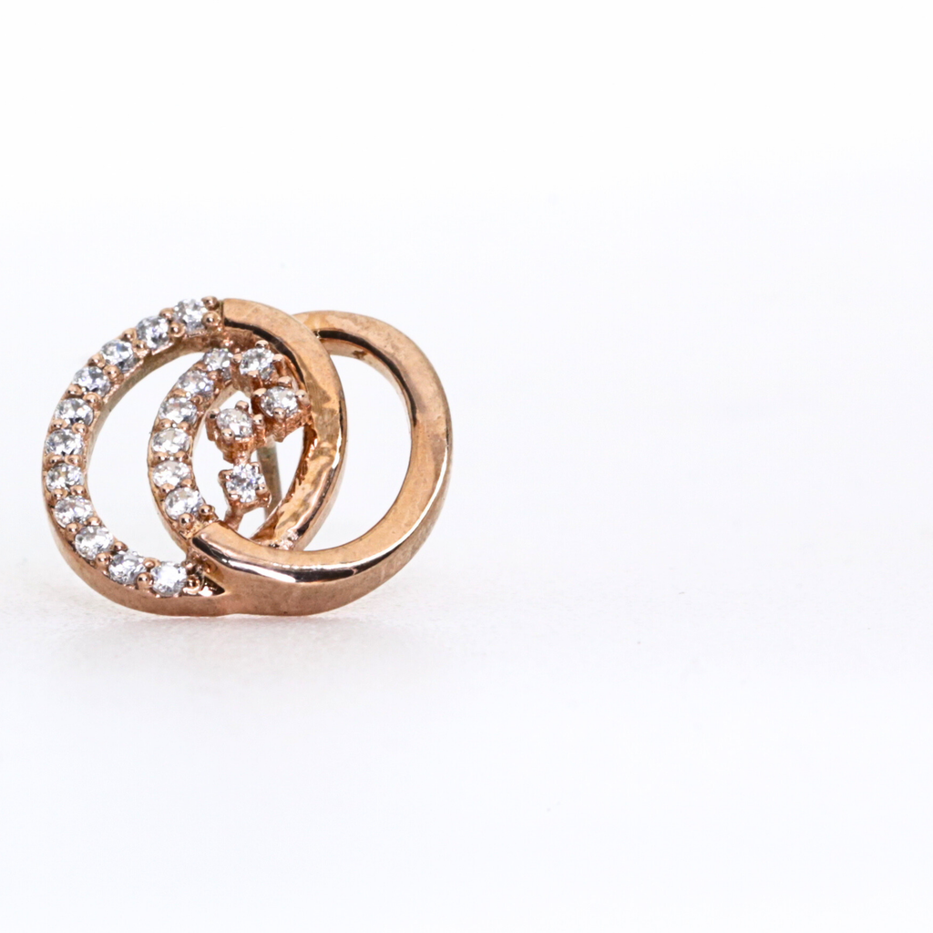 Double Circle Shape Gold Stud Earrings