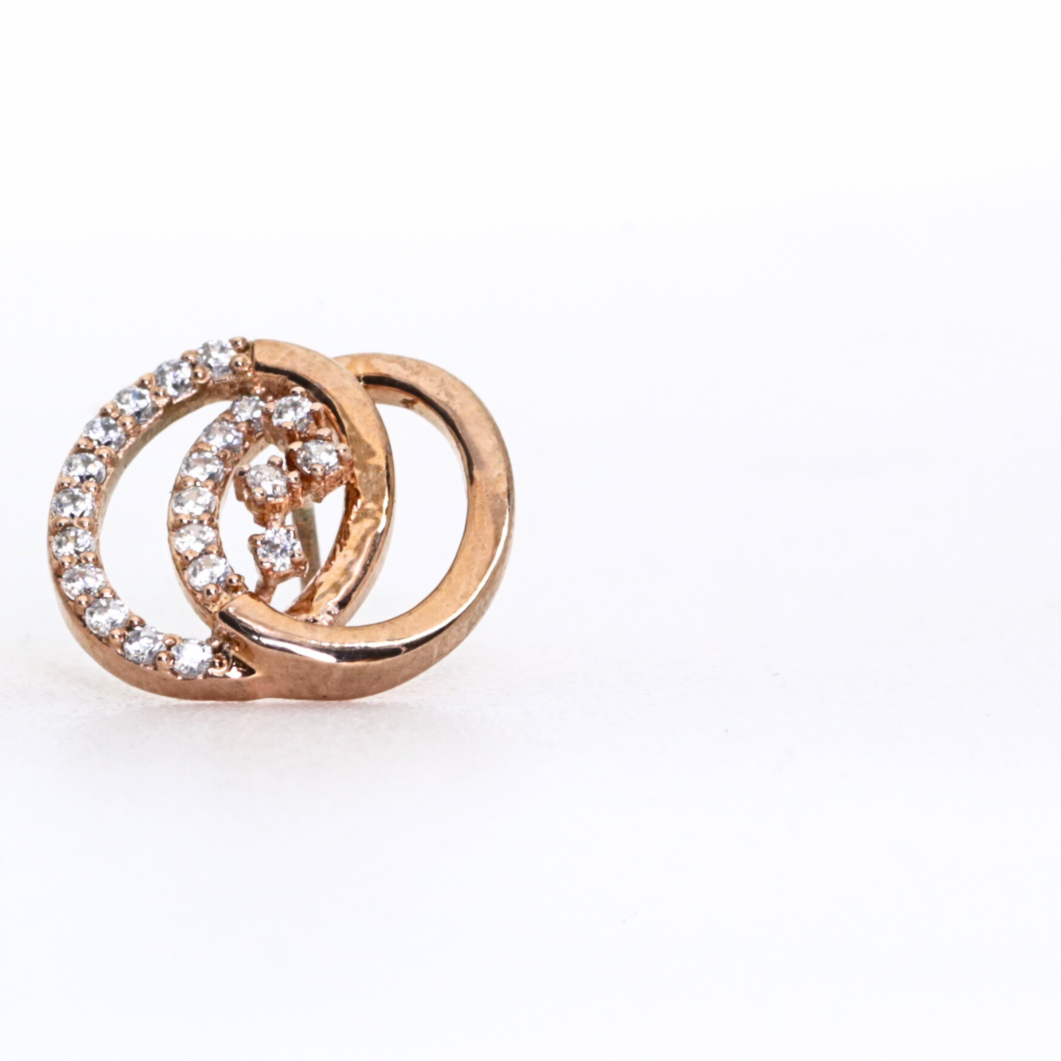 Double Circle Shape Gold Stud Earrings