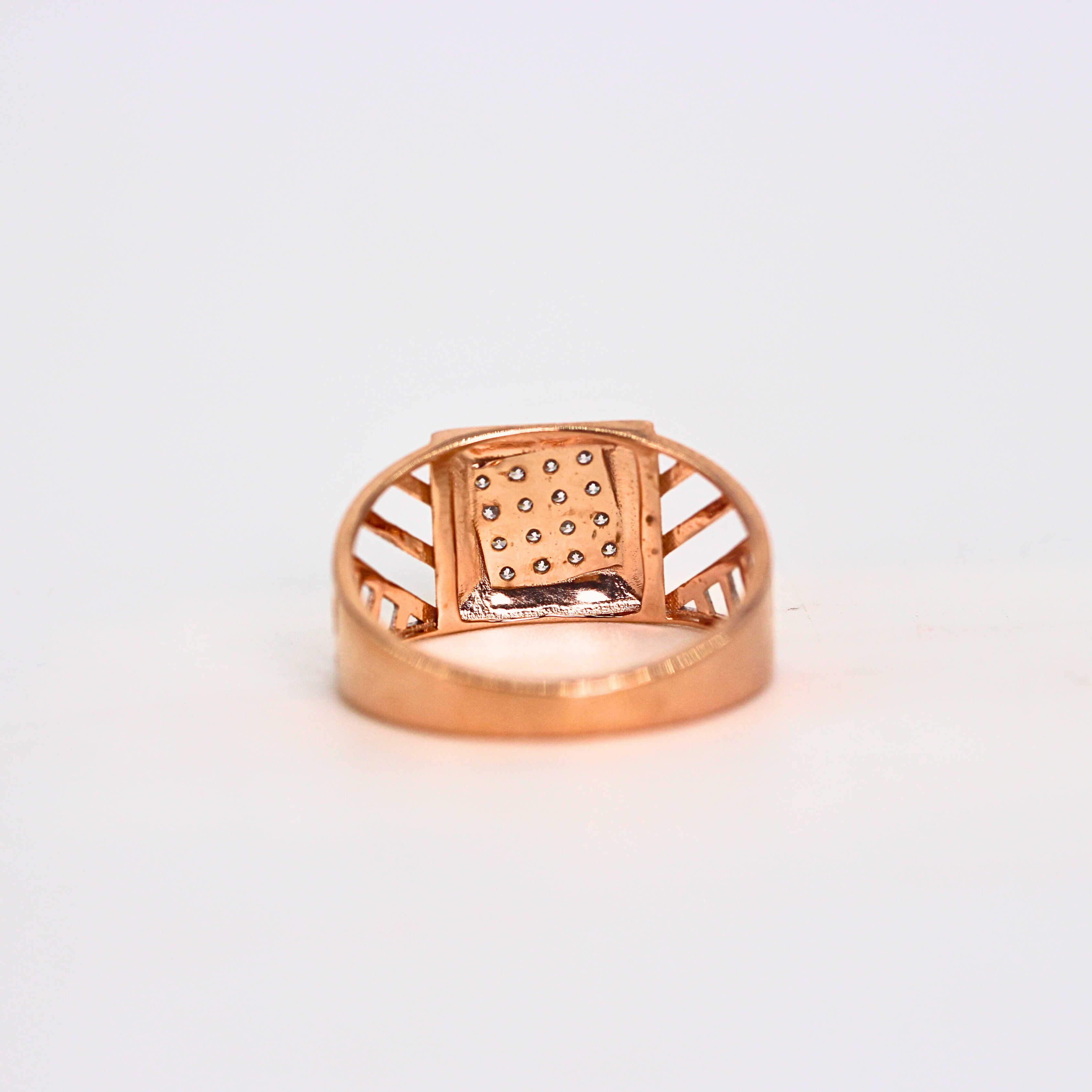 Diamond Square Grid Wide Band Ring