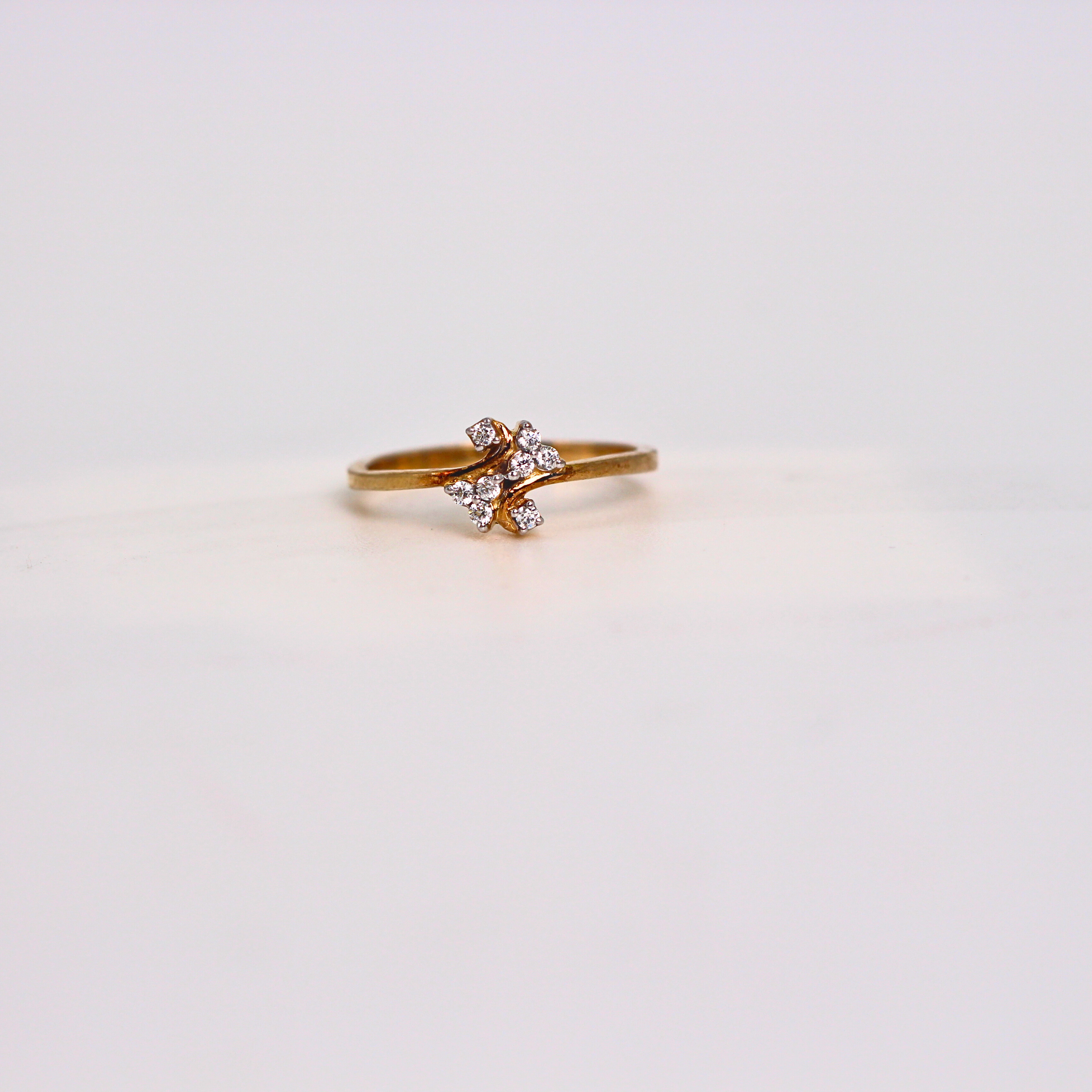 Diamond Floral Twist Band Ring