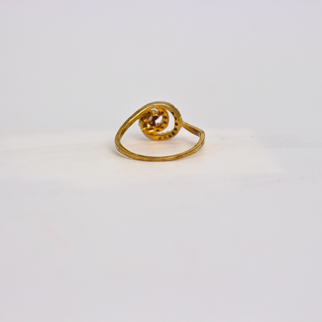 Diamond Crescent Star Band Ring