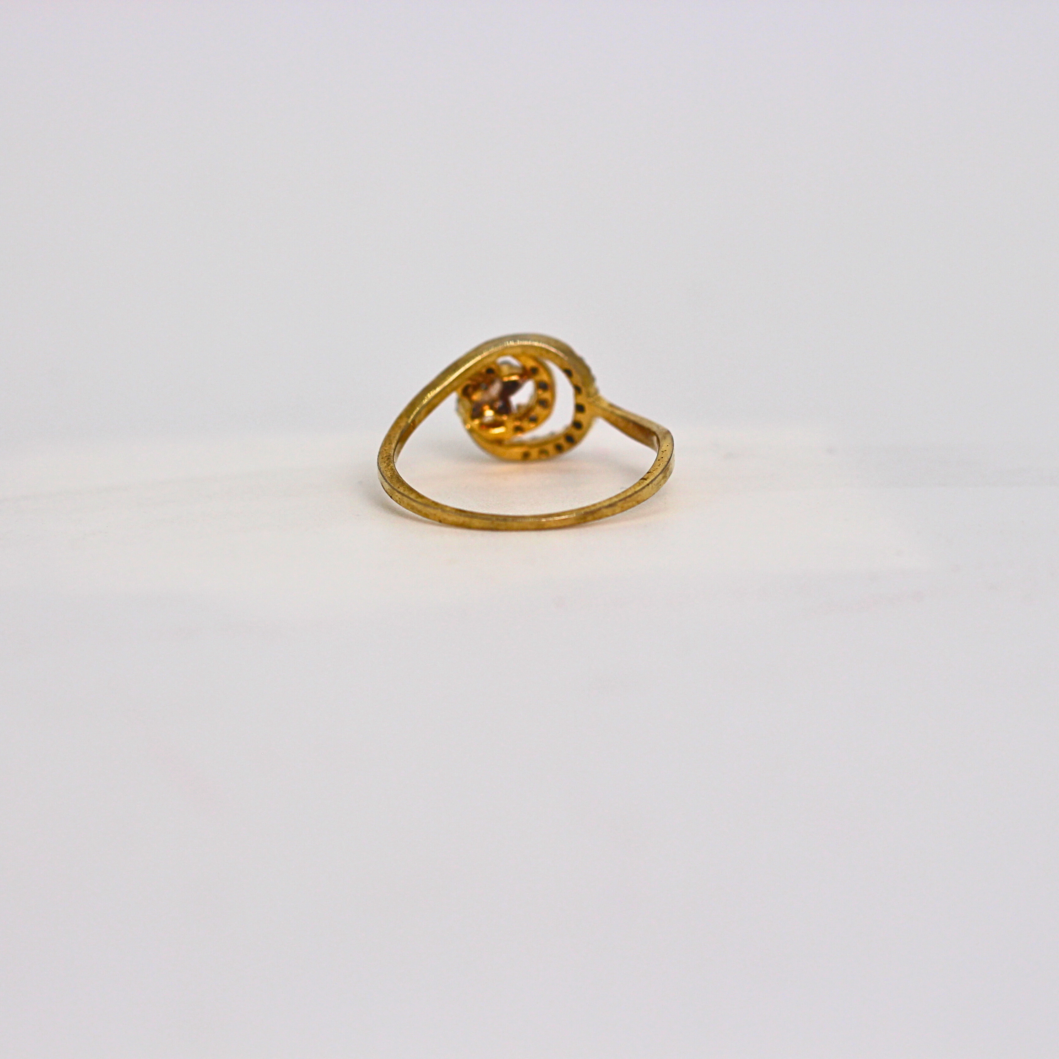 Diamond Crescent Star Band Ring