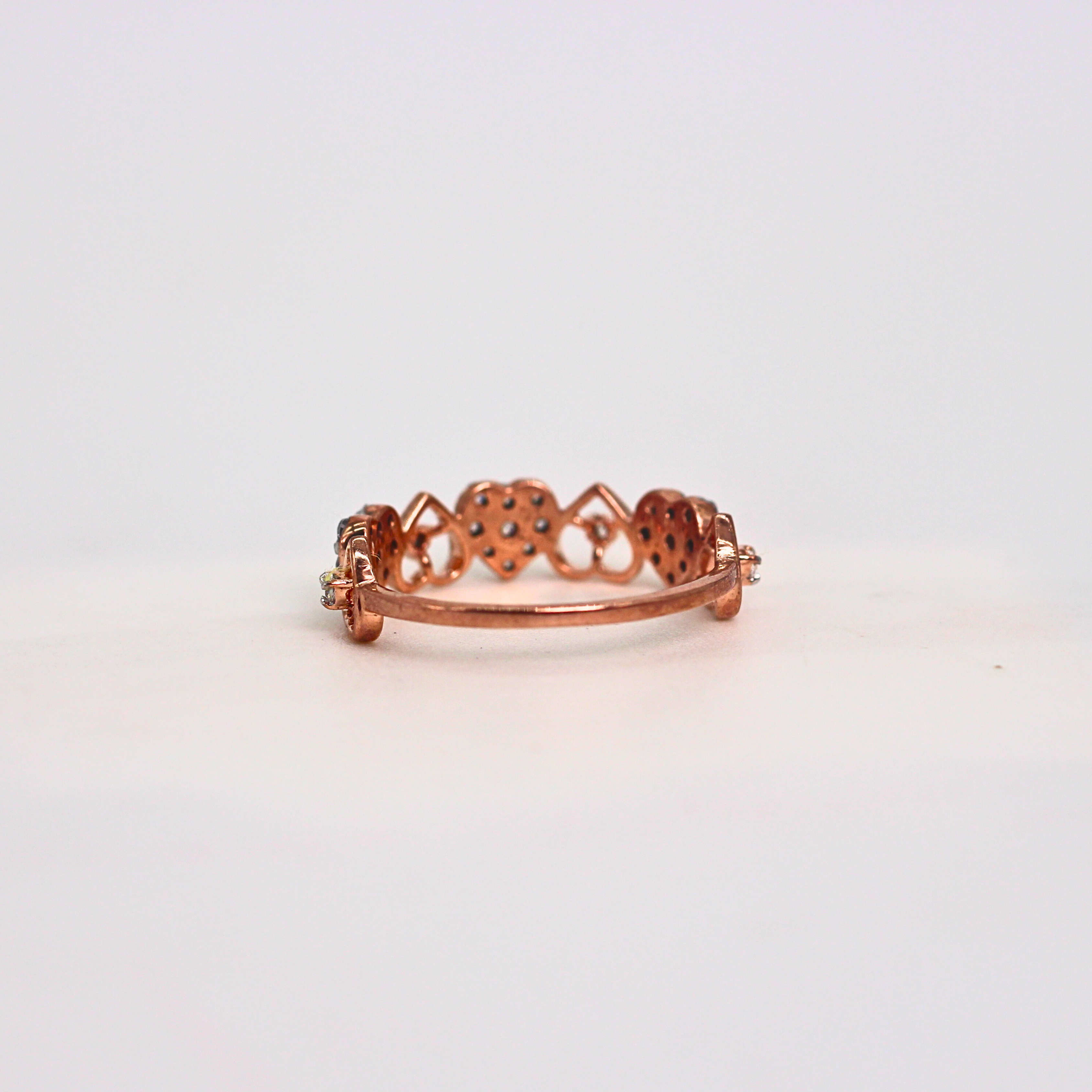Diamond Heart Motif Open Band Ring