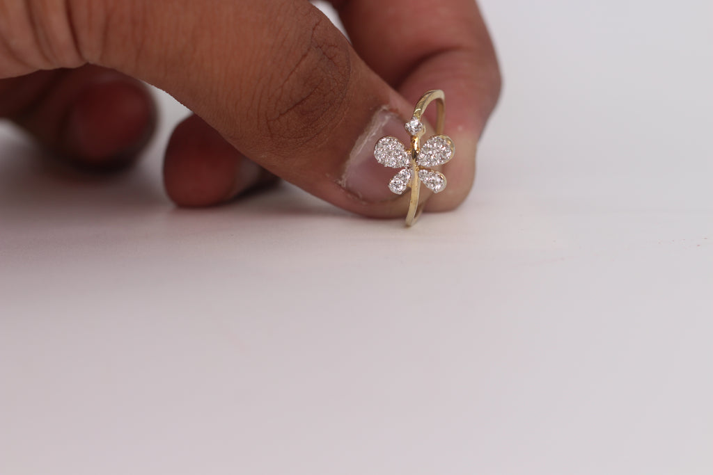 Diamond Floral Cluster Band Ring