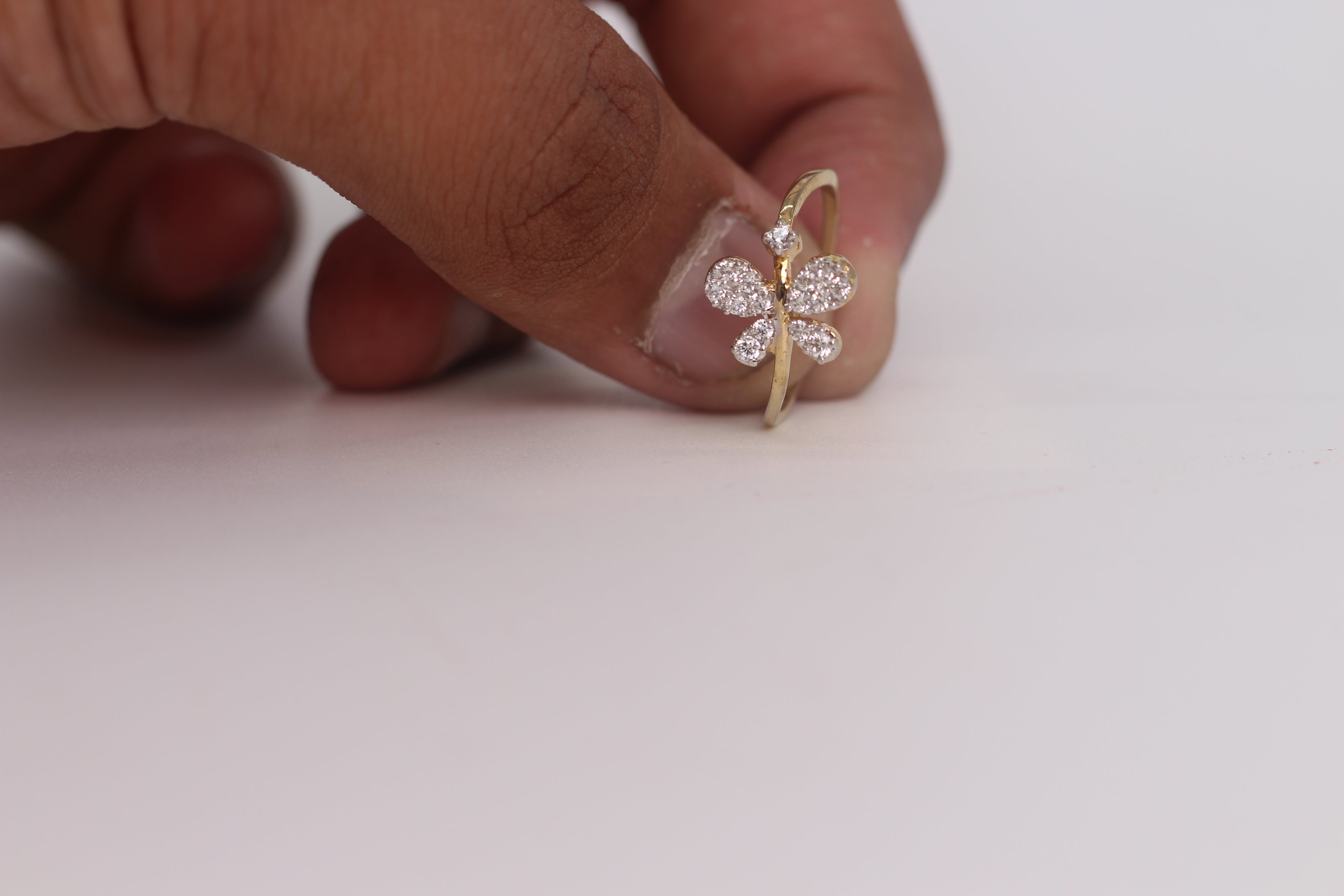 Diamond Floral Cluster Band Ring