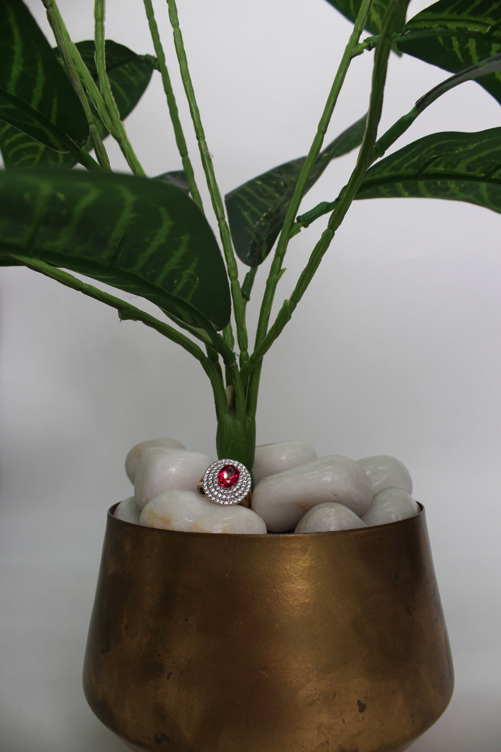 Ruby Oval Halo Diamond Statement Ring