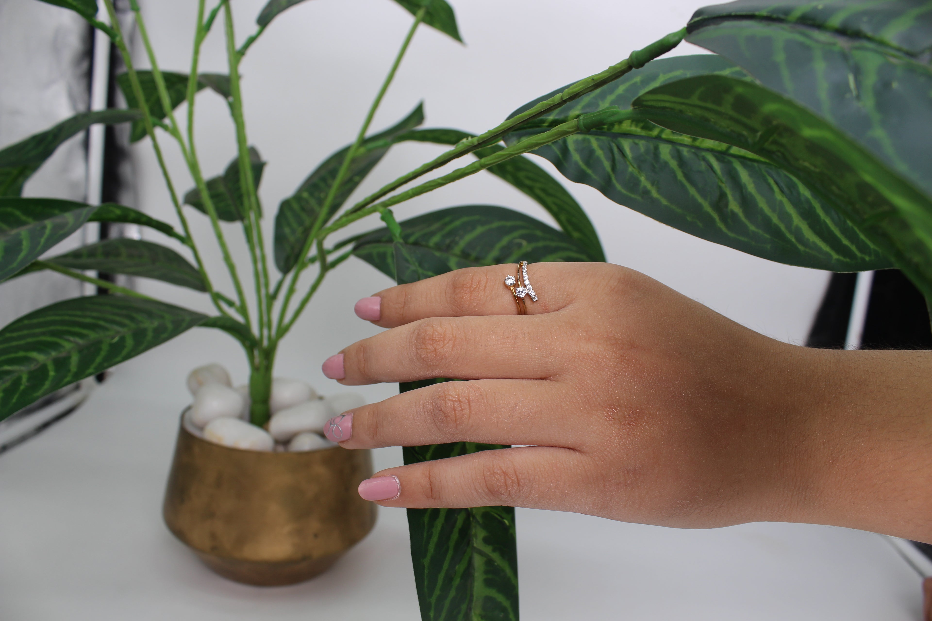 Diamond Curve Open Band Ring